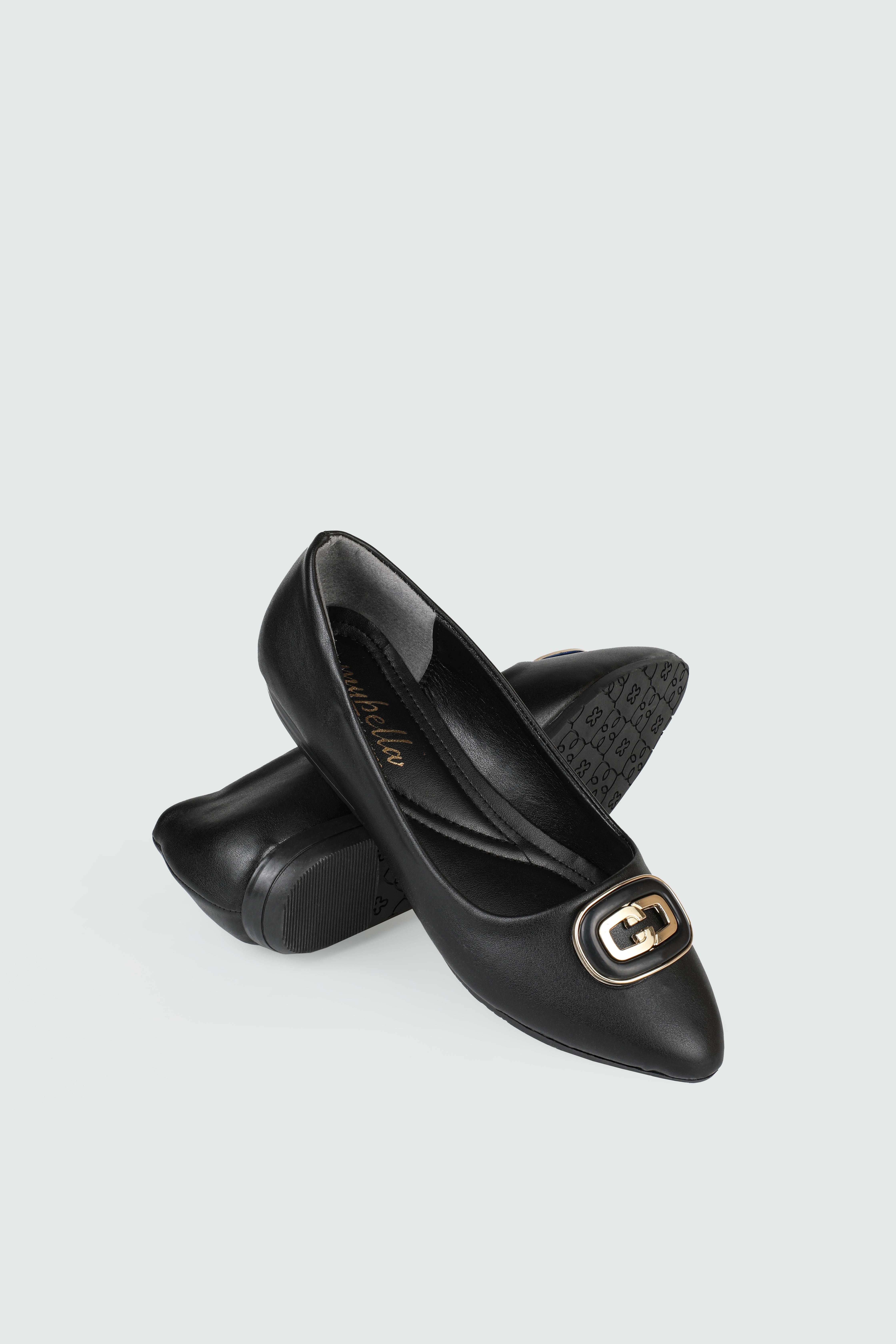 Önden Tokalı Günlük Siyah Kadın Babet ŞM-1045 Kadın Babet Carla Bella My Bella 25Y ŞM-1045 Tokalı