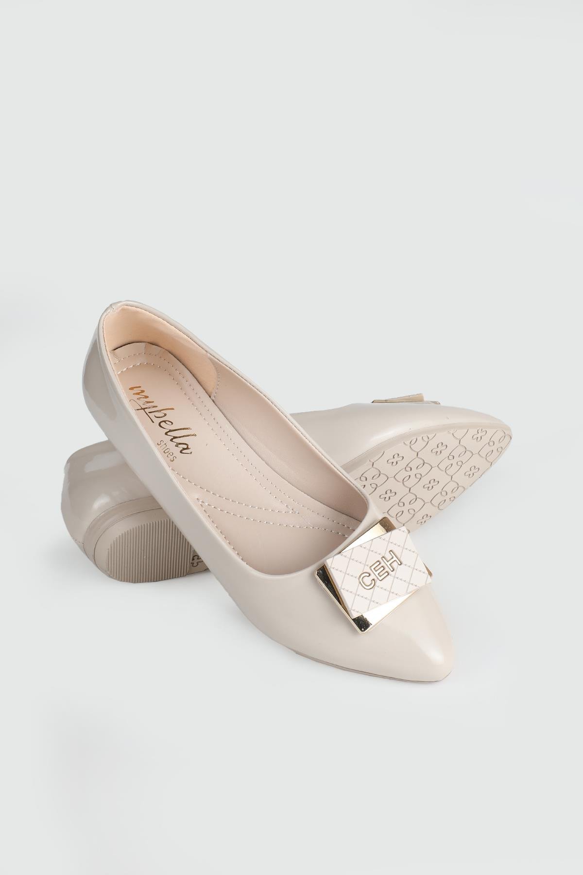 Önden Tokalı Günlük Ten Rugan Kadın Babet ŞM-1052 Kadın Babet Carla Bella My Bella 25Y ŞM-1052 Tokalı