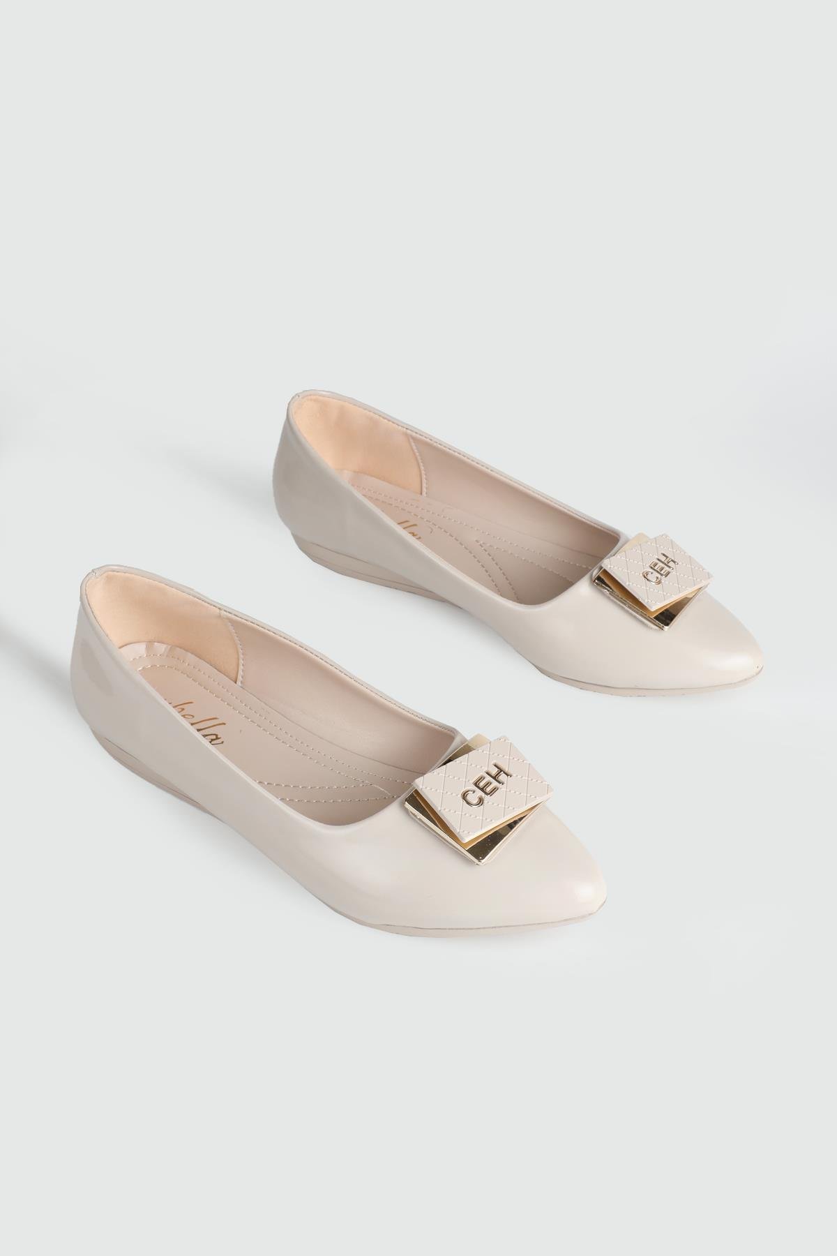 Önden Tokalı Günlük Ten Rugan Kadın Babet ŞM-1052 Kadın Babet Carla Bella My Bella 25Y ŞM-1052 Tokalı