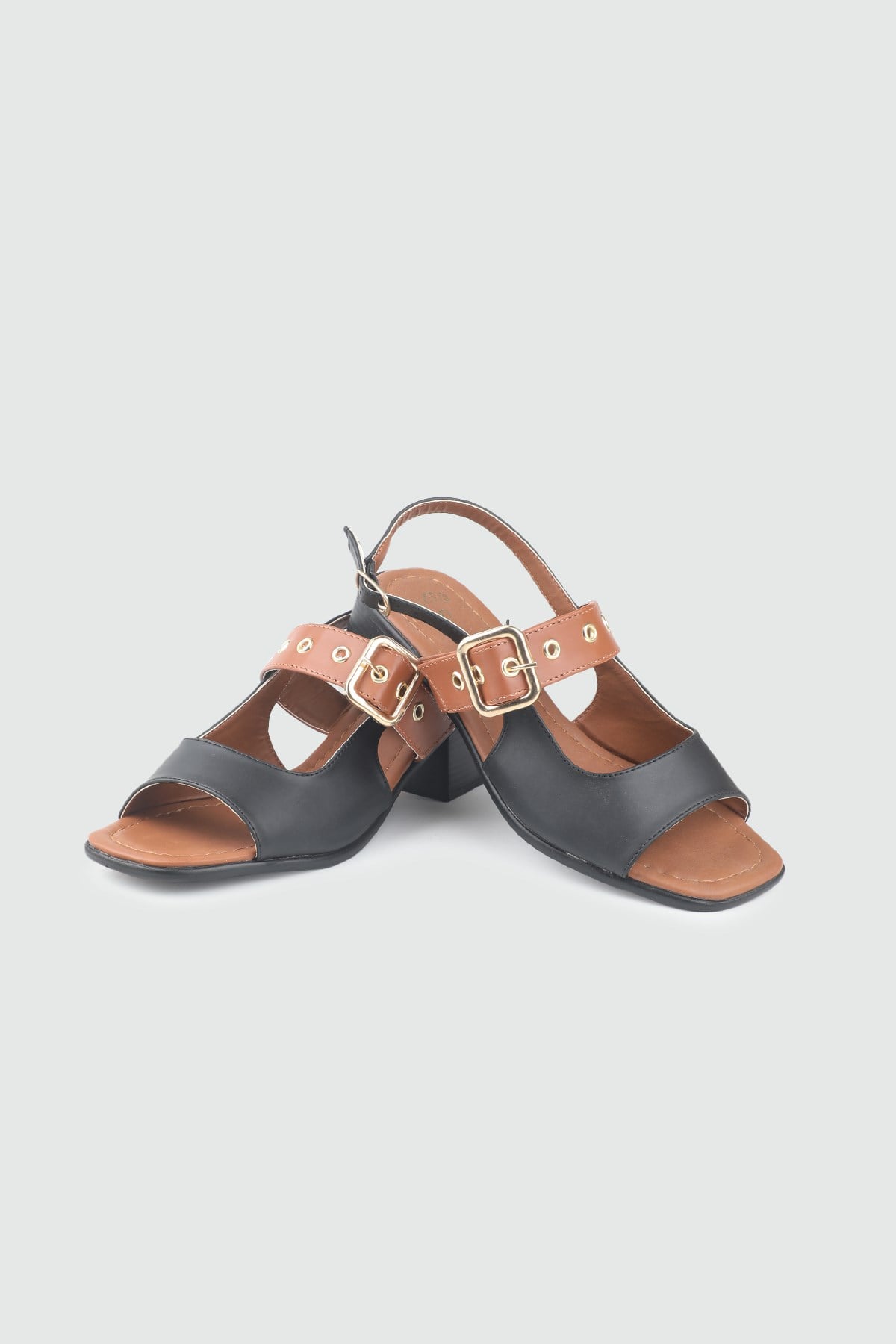 Önü Açık Tokalı Günlük Siyah Taba Kadın Ayakkabı 1014 Kadın Topkulu Sandalet MyBella My Bella SN-S125 Kadın 25Y