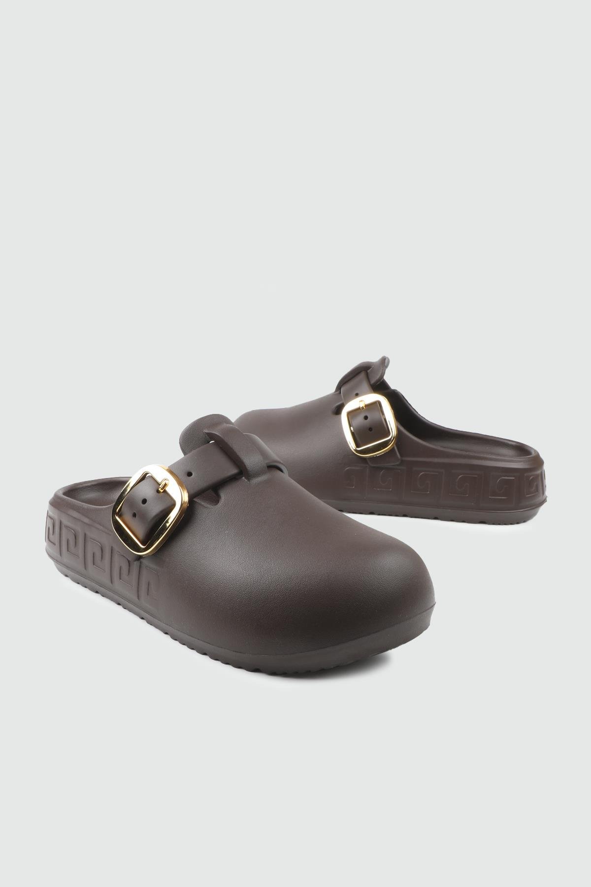 Önü Kapalı Arkası Açık Kahverengi Kadın Rahat Terlik 033 Kadın Günlük Terlik Lovita LOVİTA 25K 033 ZEN KAPALI TRLK