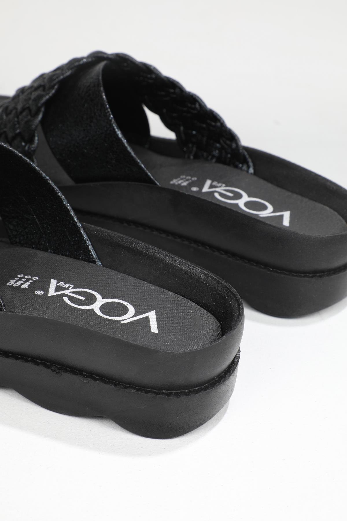 Örgü Bantlı Siyah Kadın Terlik 1747 Kadın Günlük Terlik Voga VOGA 1747 ZEN TERLİK