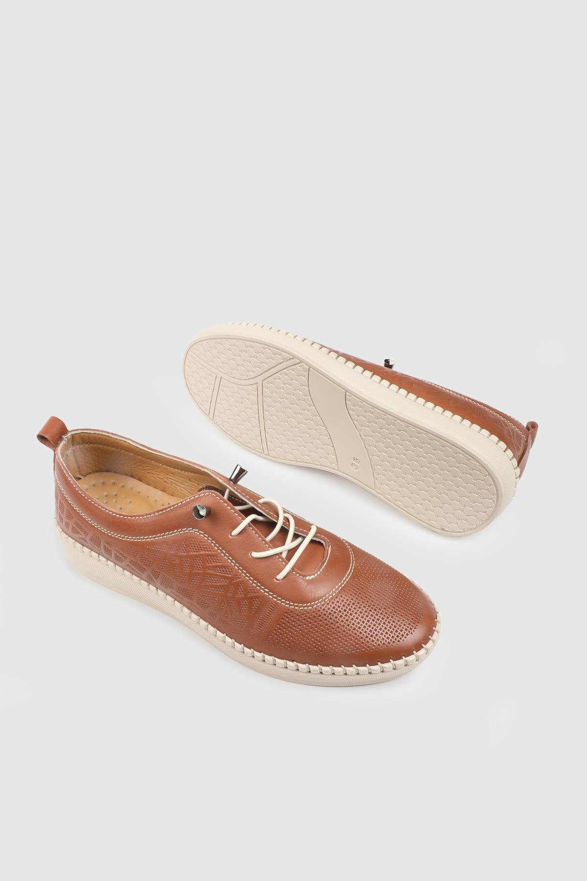 Ortapedik Taban Deri Rahat Bağcıklı Taba Kadın Ayakkabı FRD-5022 Kadın Rahat / Confort Anatomik Carla Bella CİTYZEN FRD-5022 Kadın 25Y