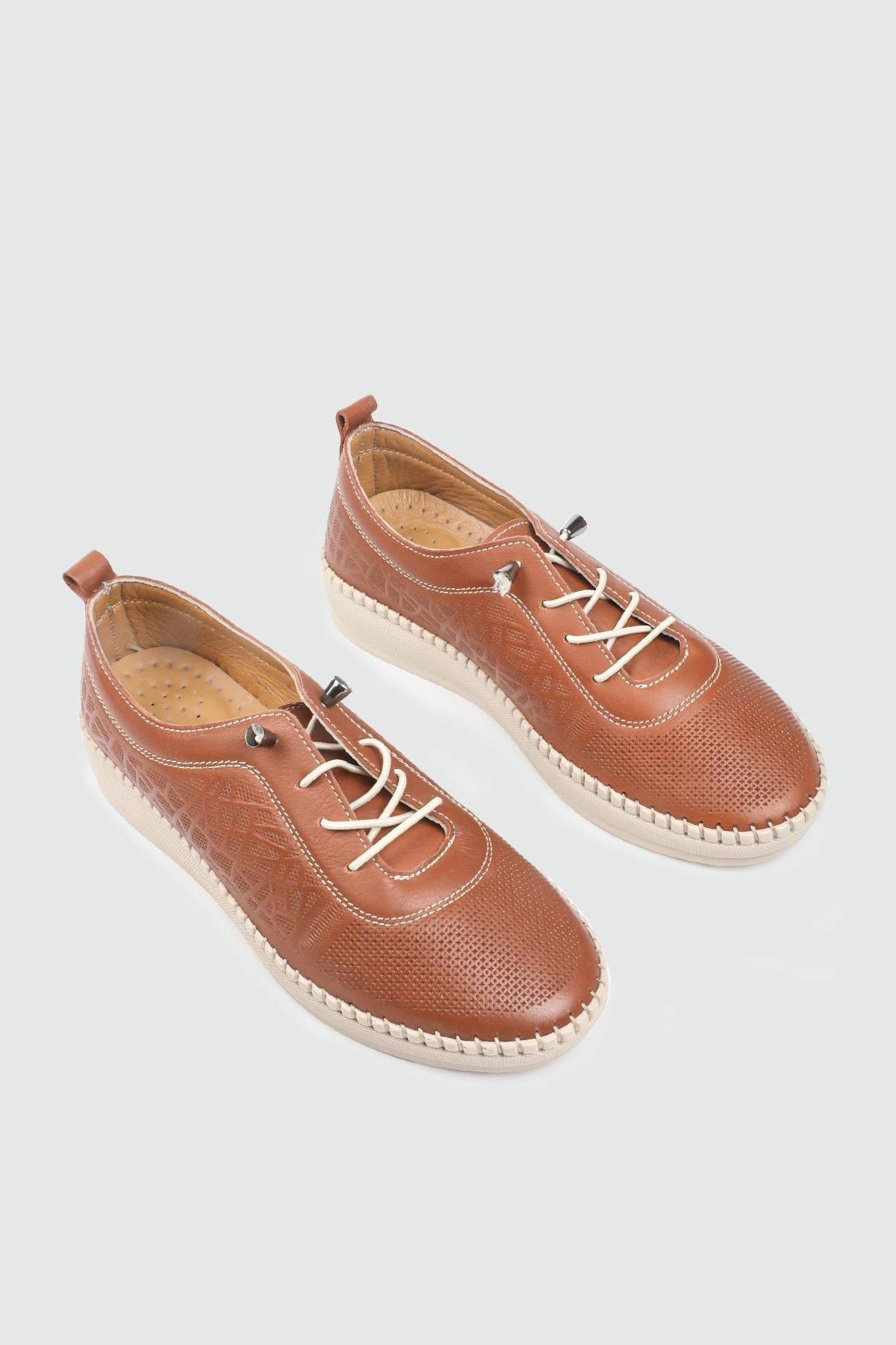 Ortapedik Taban Deri Rahat Bağcıklı Taba Kadın Ayakkabı FRD-5022 Kadın Rahat / Confort Anatomik Carla Bella CİTYZEN FRD-5022 Kadın 25Y