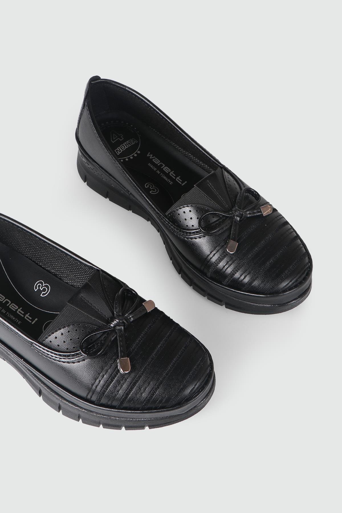 Ortapedik Taban Günlük Rahat Siyah Kadın Ayakkabı 24-127 Kadın Günlük Ayakkabı Wanetti Wanetti 24-127 ATM Kadın 24Y