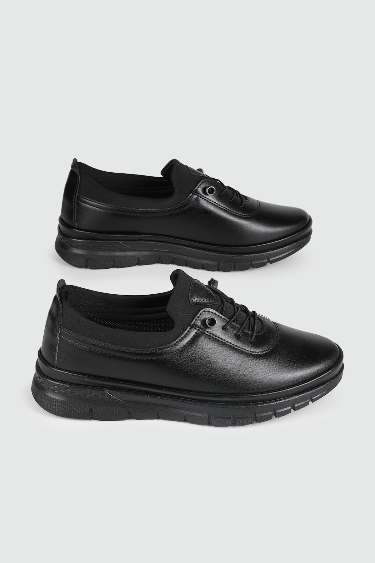 Ortapedik Taban Günlük Rahat Siyah Kadın Ayakkabı 24-122 Kadın Günlük Ayakkabı Wanetti Wanetti 24-122 ATM Kadın 24Y