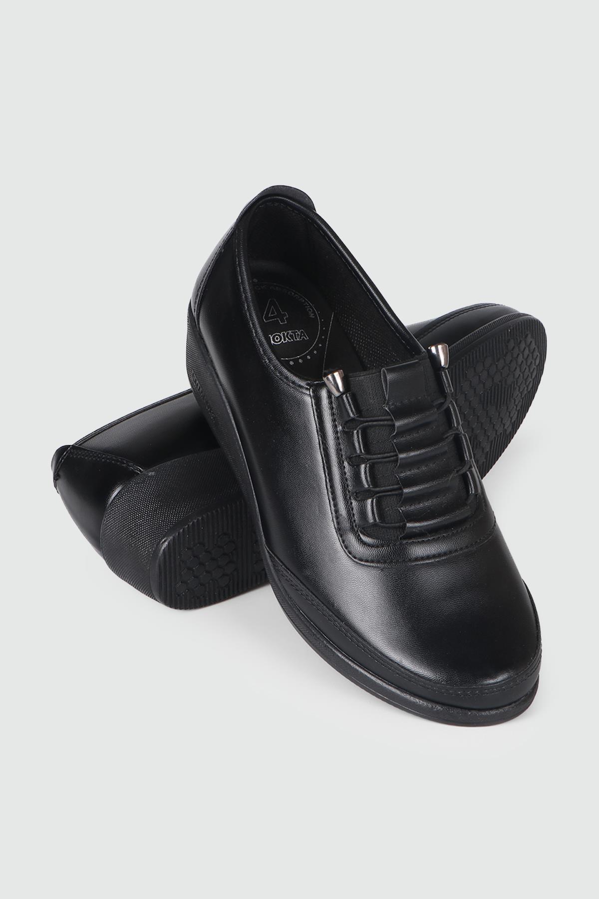 Ortapedik Taban Günlük Rahat Siyah Kadın Ayakkabı 24-301 Kadın Günlük Ayakkabı Wanetti Wanetti 24-301 Kadın 24Y