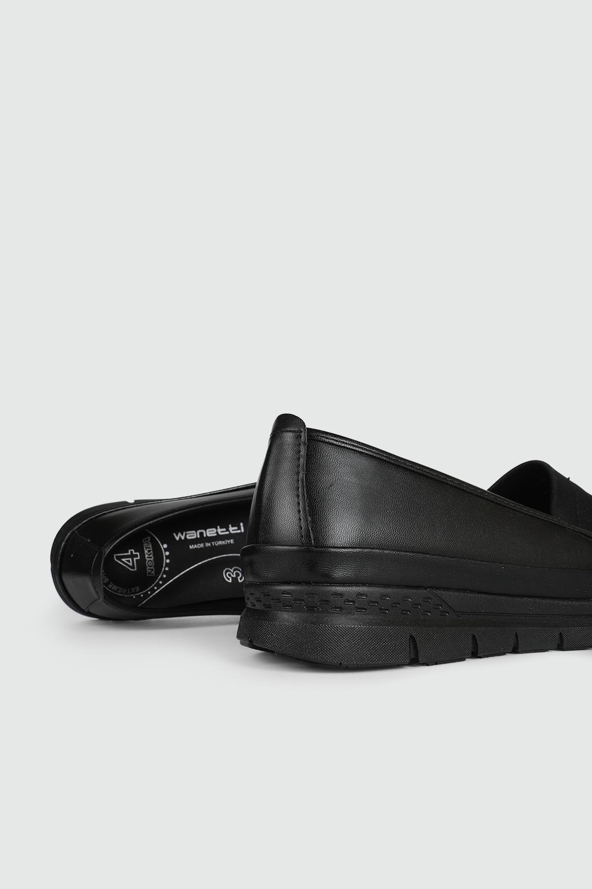 Ortapedik Taban Günlük Rahat Siyah Kadın Ayakkabı 24-126 Kadın Günlük Ayakkabı Wanetti Wanetti 24-126 ATM Kadın 24Y