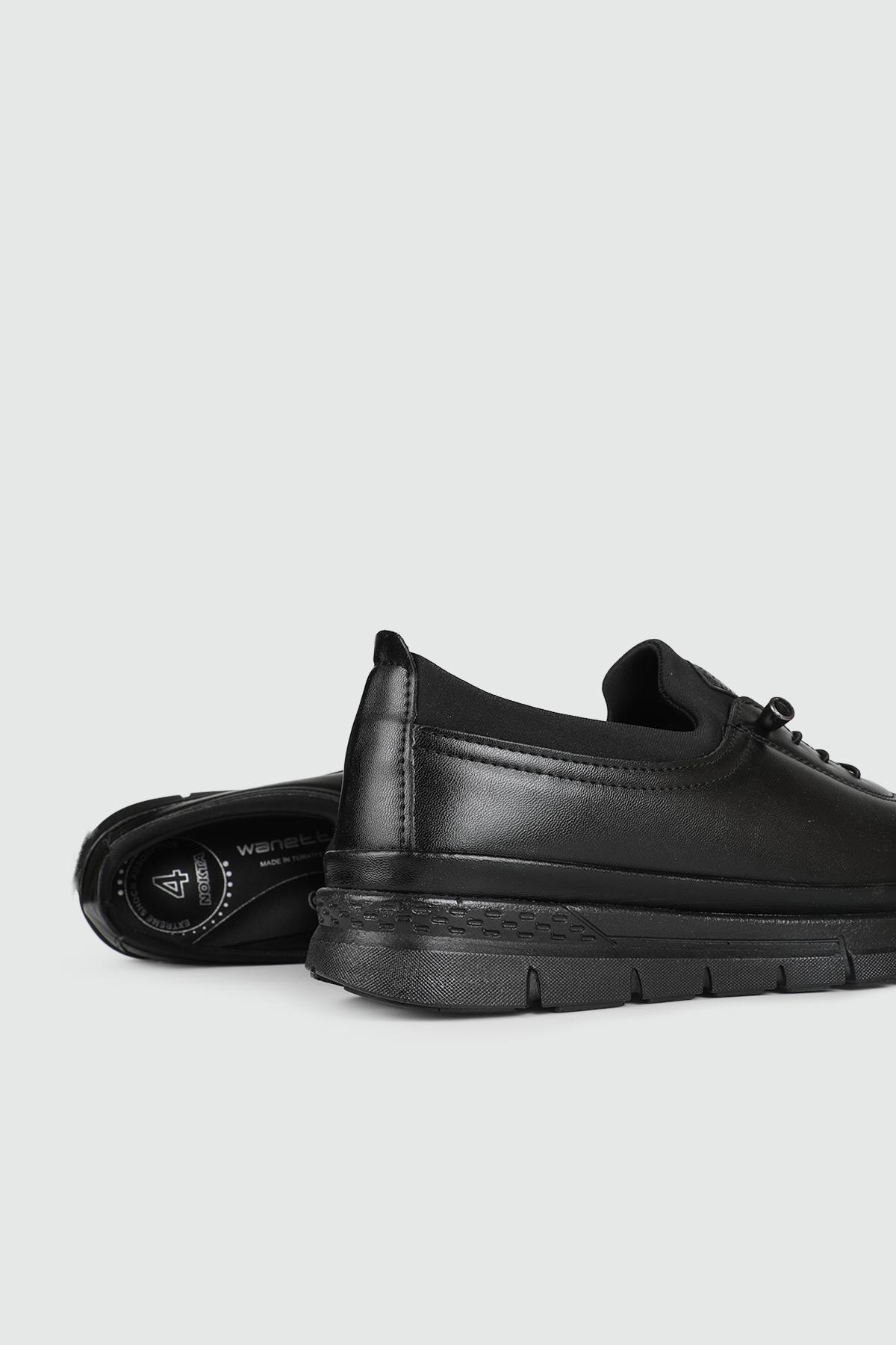Ortapedik Taban Günlük Rahat Siyah Kadın Ayakkabı 24-122 Kadın Günlük Ayakkabı Wanetti Wanetti 24-122 ATM Kadın 24Y