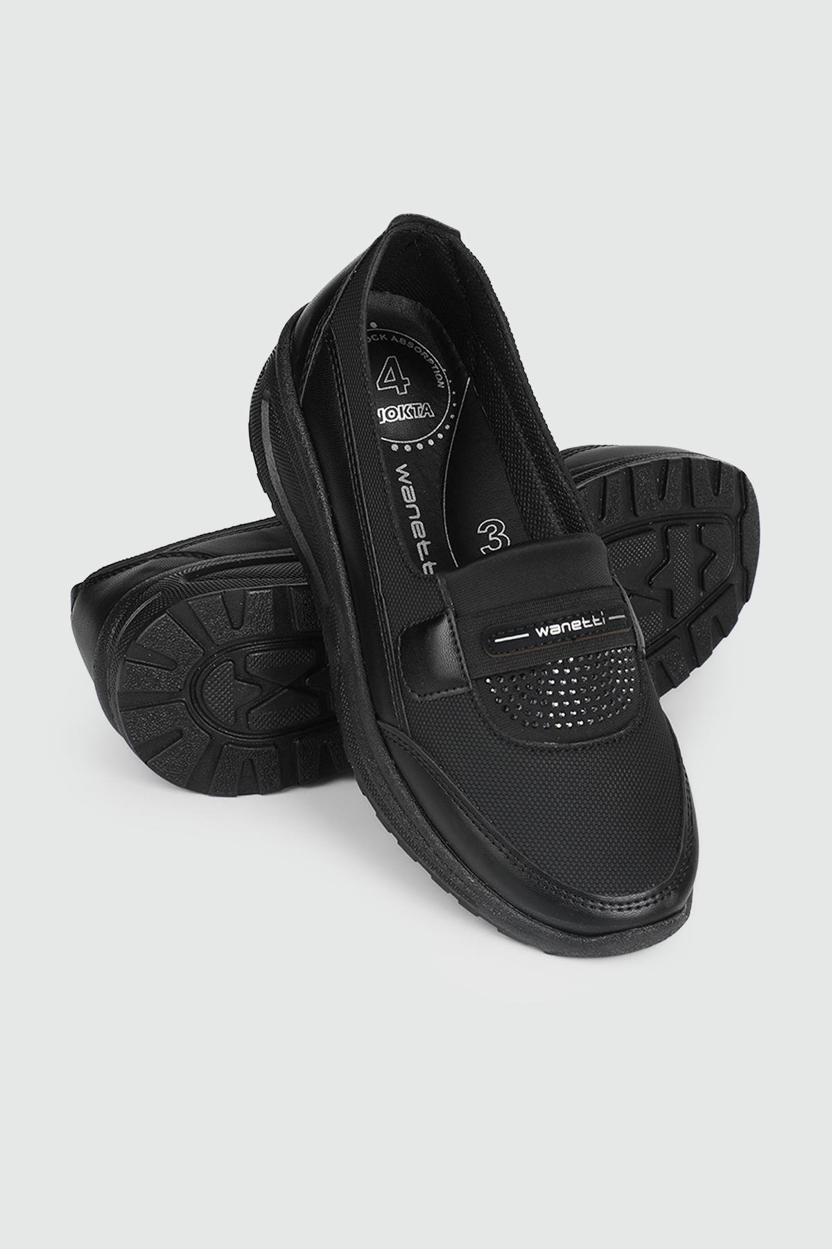 Ortapedik Taban Günlük Rahat Siyah Kot Kadın Ayakkabı 24-311 Kadın Günlük Ayakkabı Wanetti Wanetti 24-311 KADIN 24K