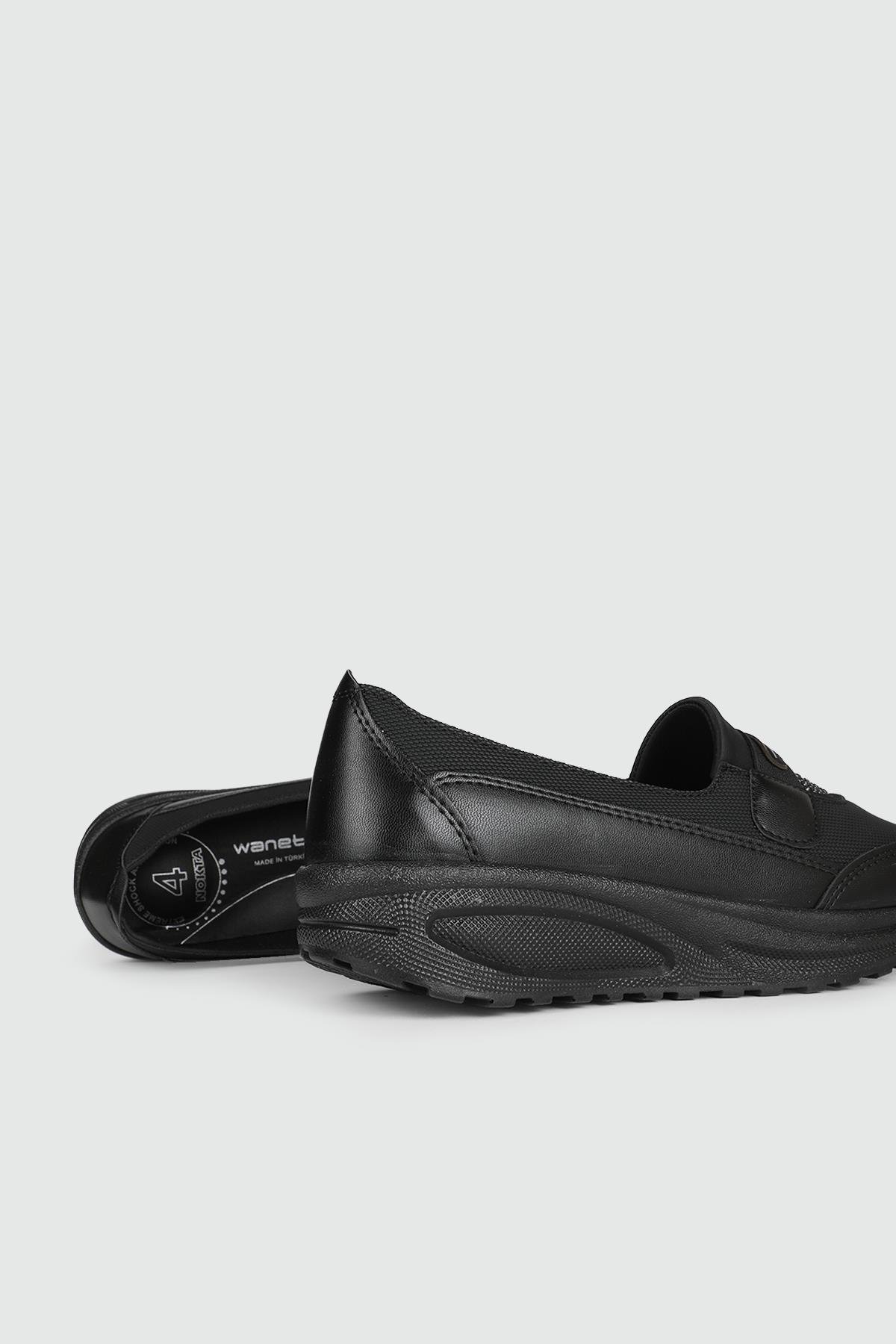 Ortapedik Taban Günlük Rahat Siyah Kot Kadın Ayakkabı 24-311 Kadın Günlük Ayakkabı Wanetti Wanetti 24-311 KADIN 24K
