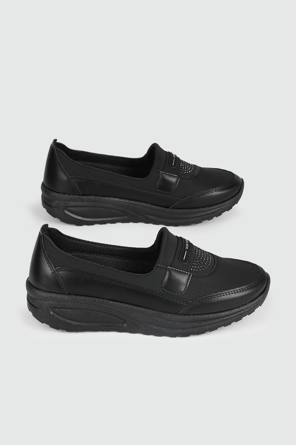 Ortapedik Taban Günlük Rahat Siyah Kot Kadın Ayakkabı 24-311 Kadın Günlük Ayakkabı Wanetti Wanetti 24-311 KADIN 24K