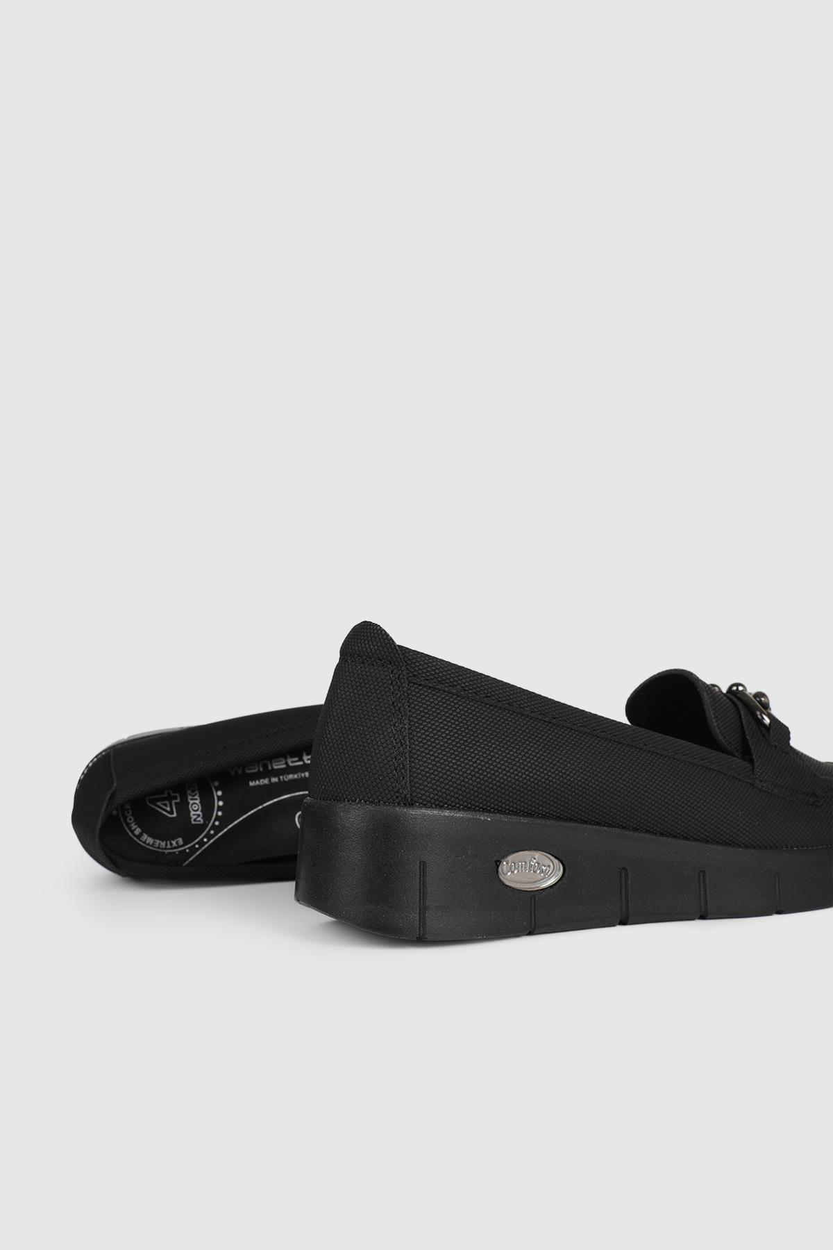 Ortapedik Taban Günlük Rahat Siyah Kot Kadın Ayakkabı WNT24-221 Kadın Günlük Ayakkabı Wanetti Wanetti 24-221 ATM Kadın 24Y