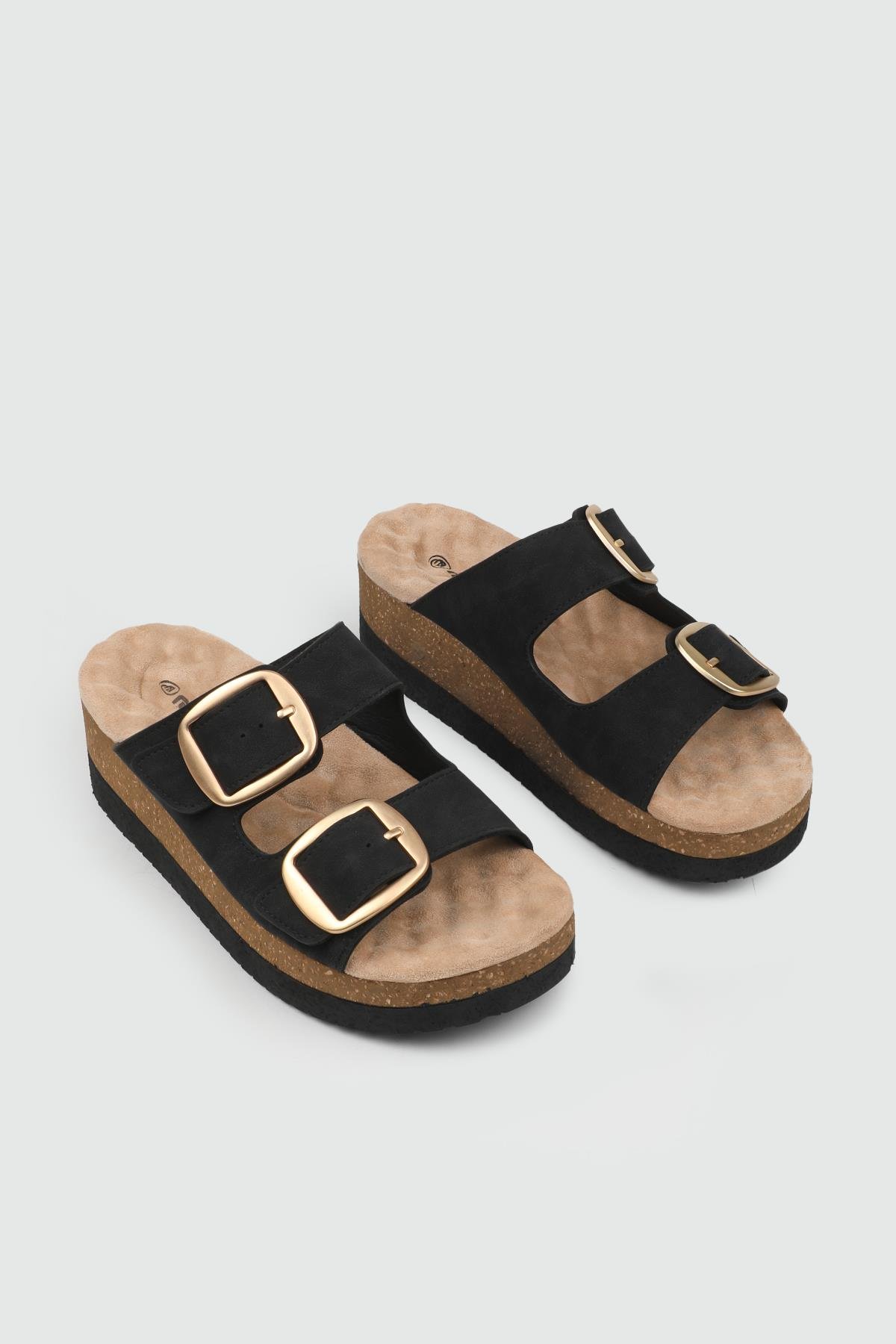 Ortopedik Rahat Taban Tokalı Siyah Kadın Terlik MUYA 35205 Kadın Ortopedik Terlik Muya MUYA 35205 ZEN PANTAİ