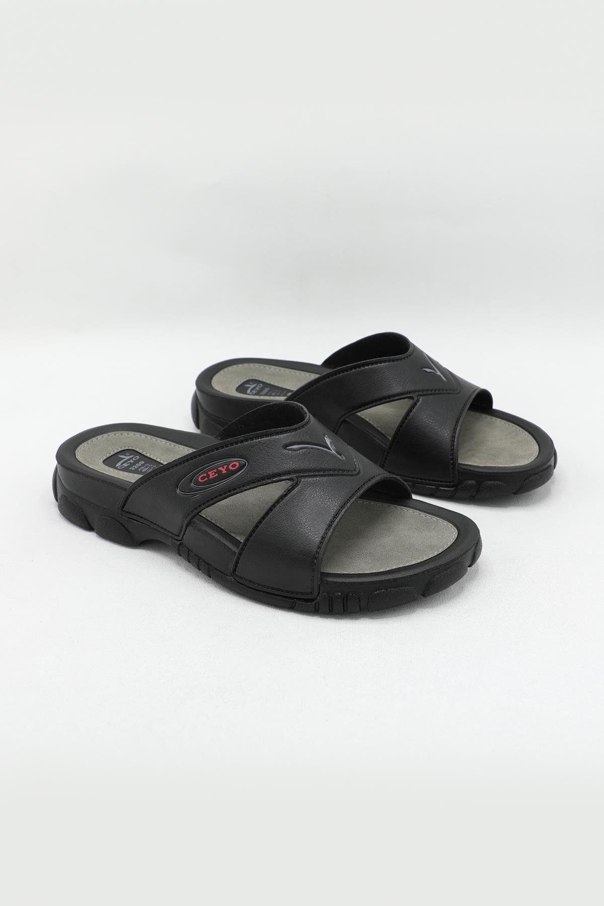 Ortopedik Sıyah Erkek Terlik 3200-1 Erkek Terlik Ceyo 2550498