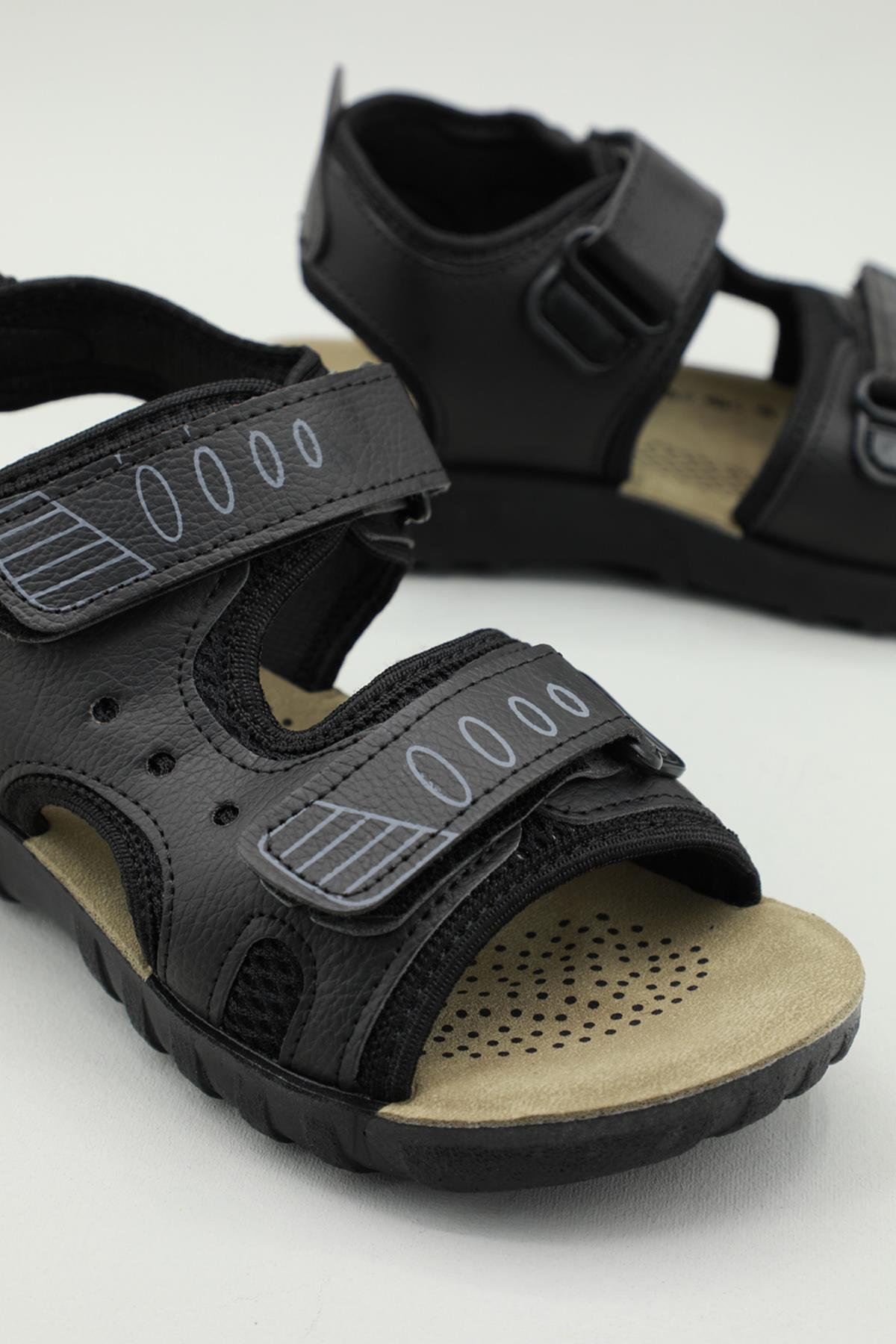 Ortopedik Siyah Unisex Sandalet 820-5 Unisex Sandalet Akım APELLA 820-5 DAKAR UNİSEX