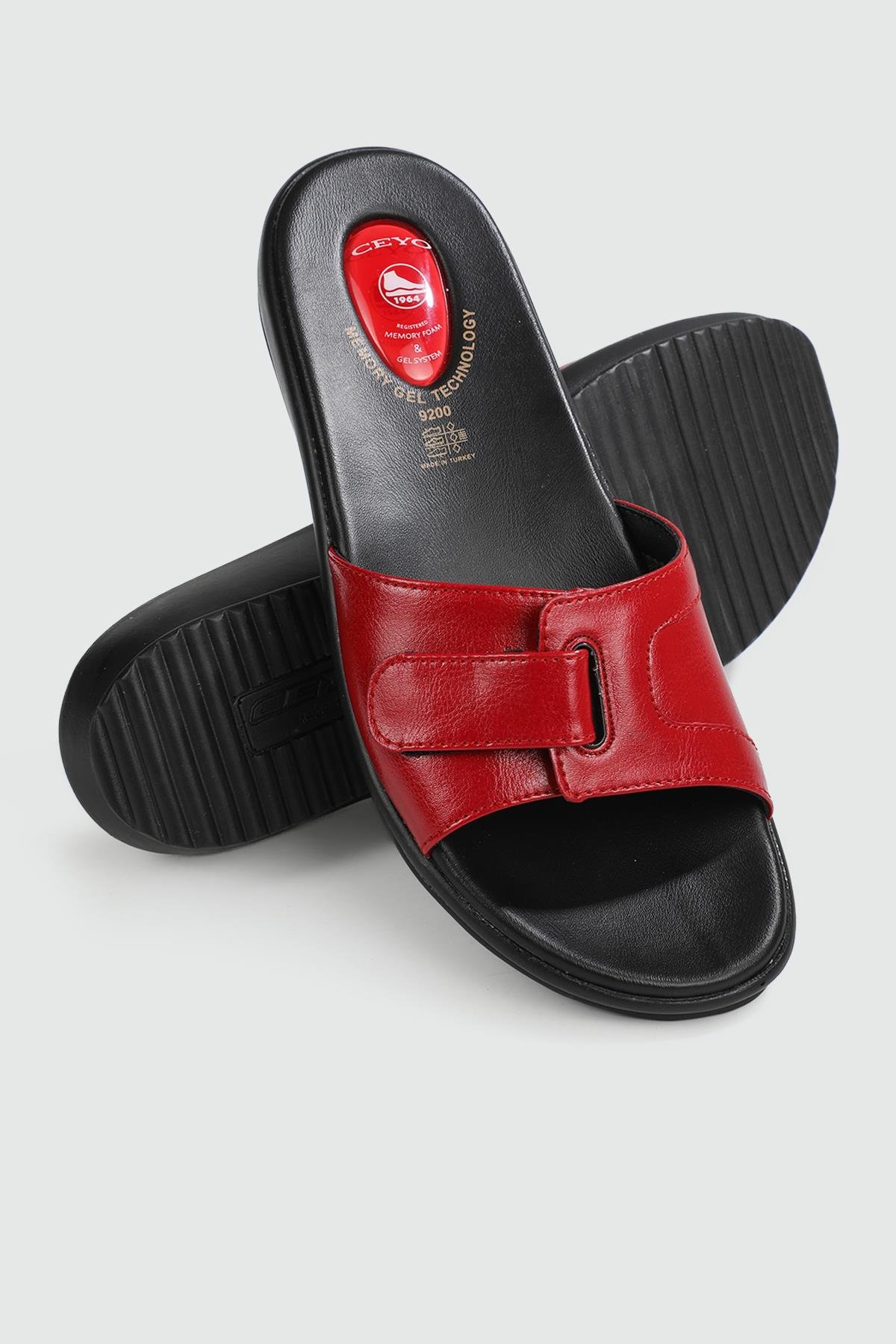 Ortopedik Taban Cırtlı Kırmızı Kadın Terlik 9200-12 Kadın Günlük Terlik Ceyo 135083197