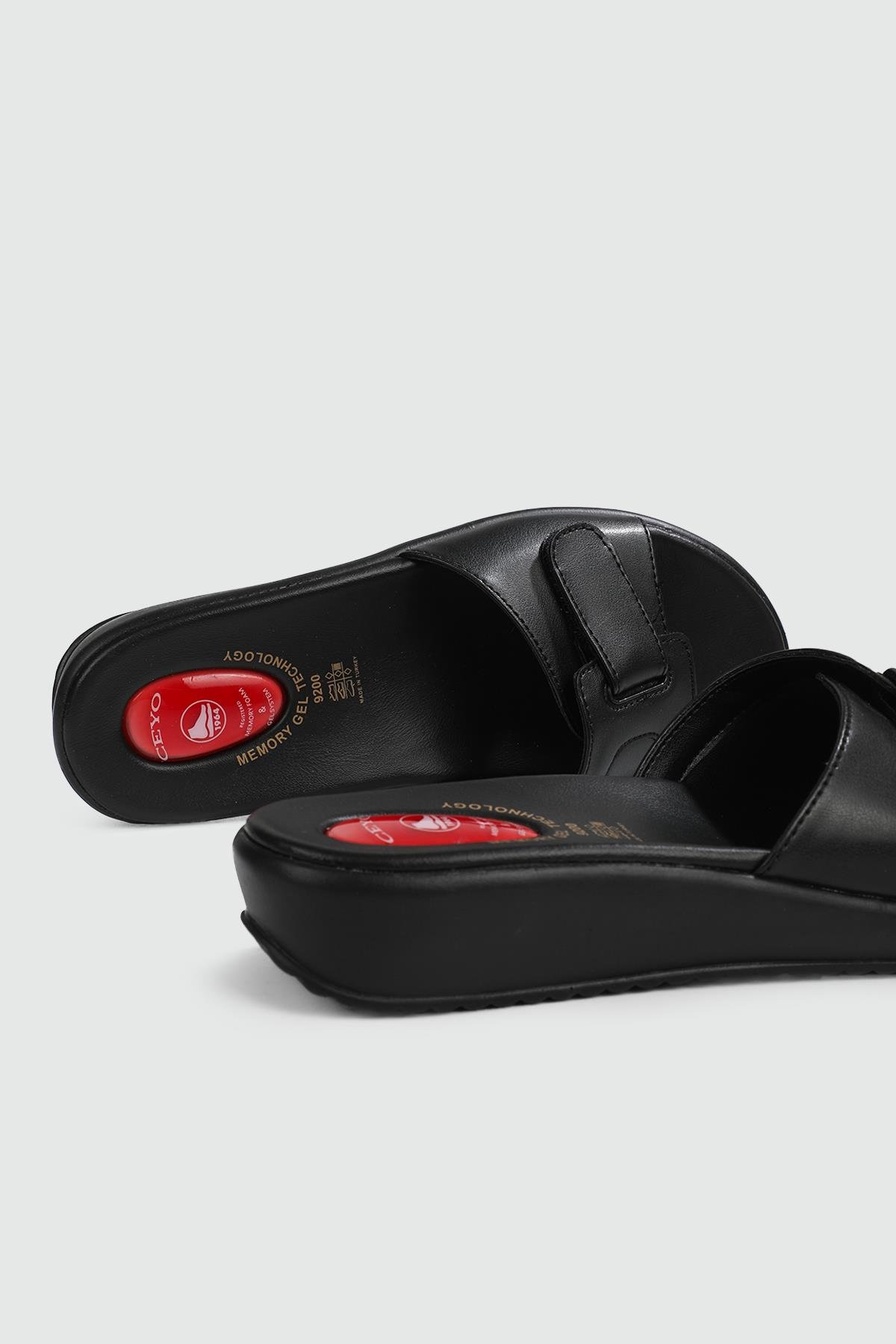 Ortopedik Taban Cırtlı Sıyah Kadın Terlik 9200-12 Kadın Günlük Terlik Ceyo 135083197