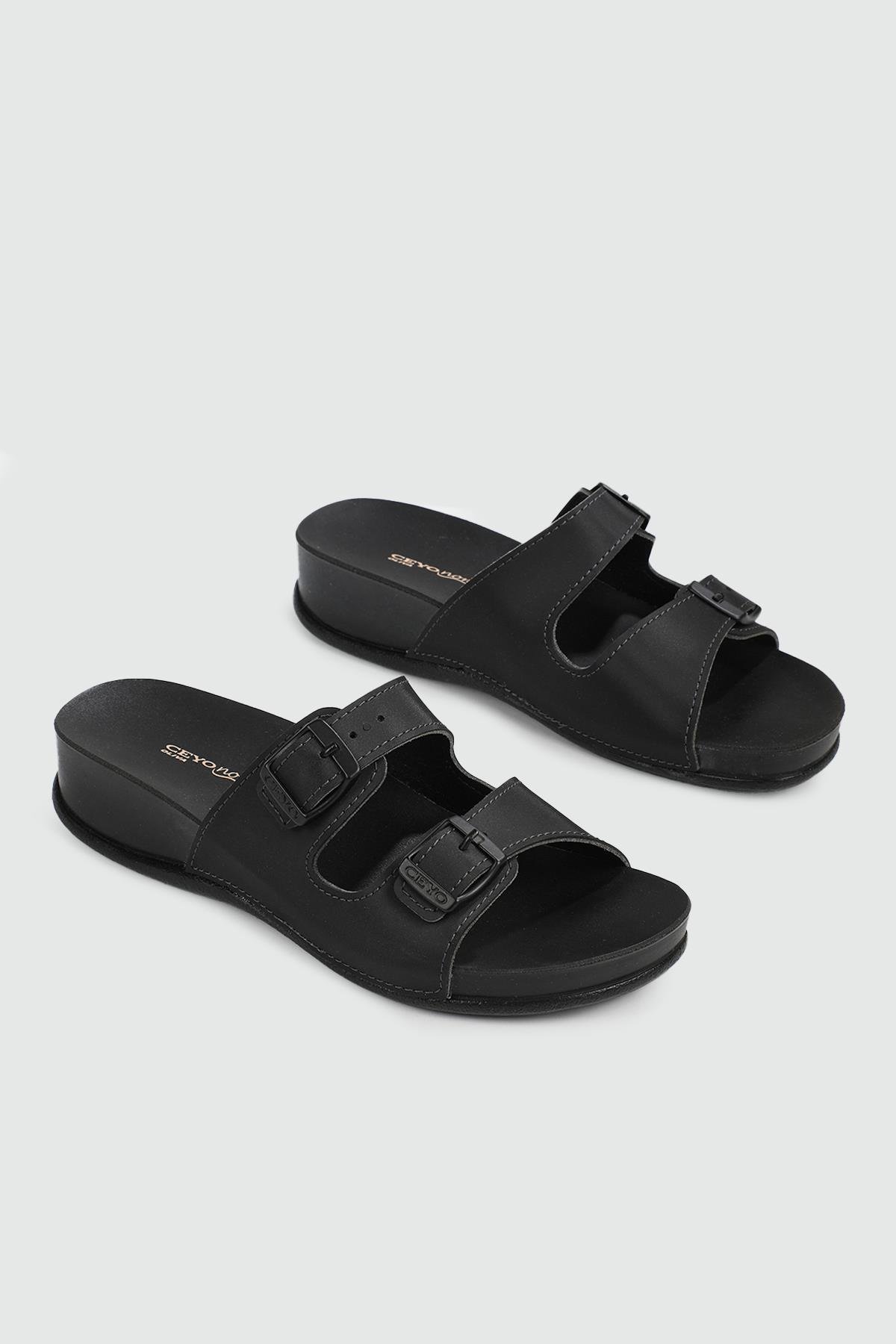 Ortopedik Taban Günlük Rahat Siyah Kadın Terlik OLIVE-7 Kadın Günlük Terlik Ceyo CEYO OLIVE -7 ZEN TERLİK