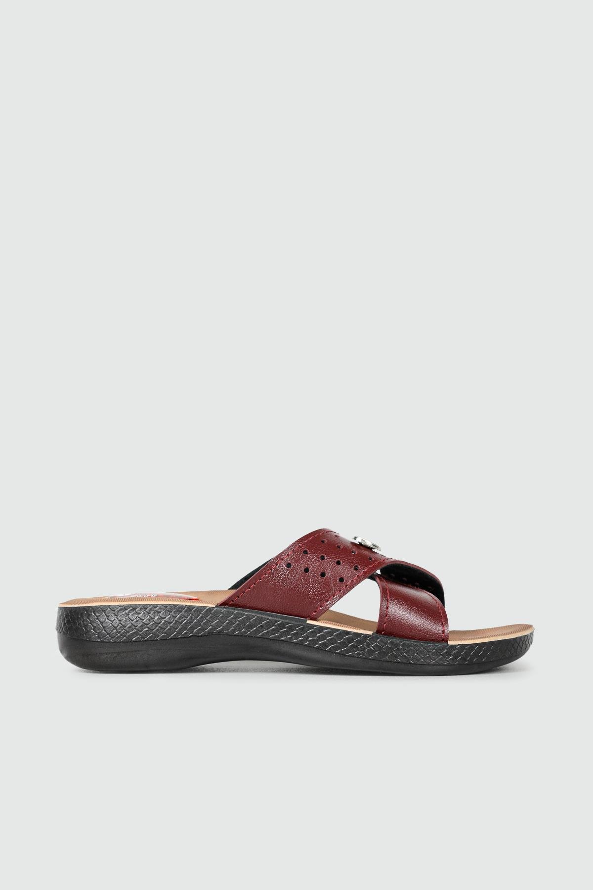 Ortopedik Taban Rahat Cırtlı Bordo Syh Kadın Terlik 10827 Kadın Günlük Terlik Gezer 20142102