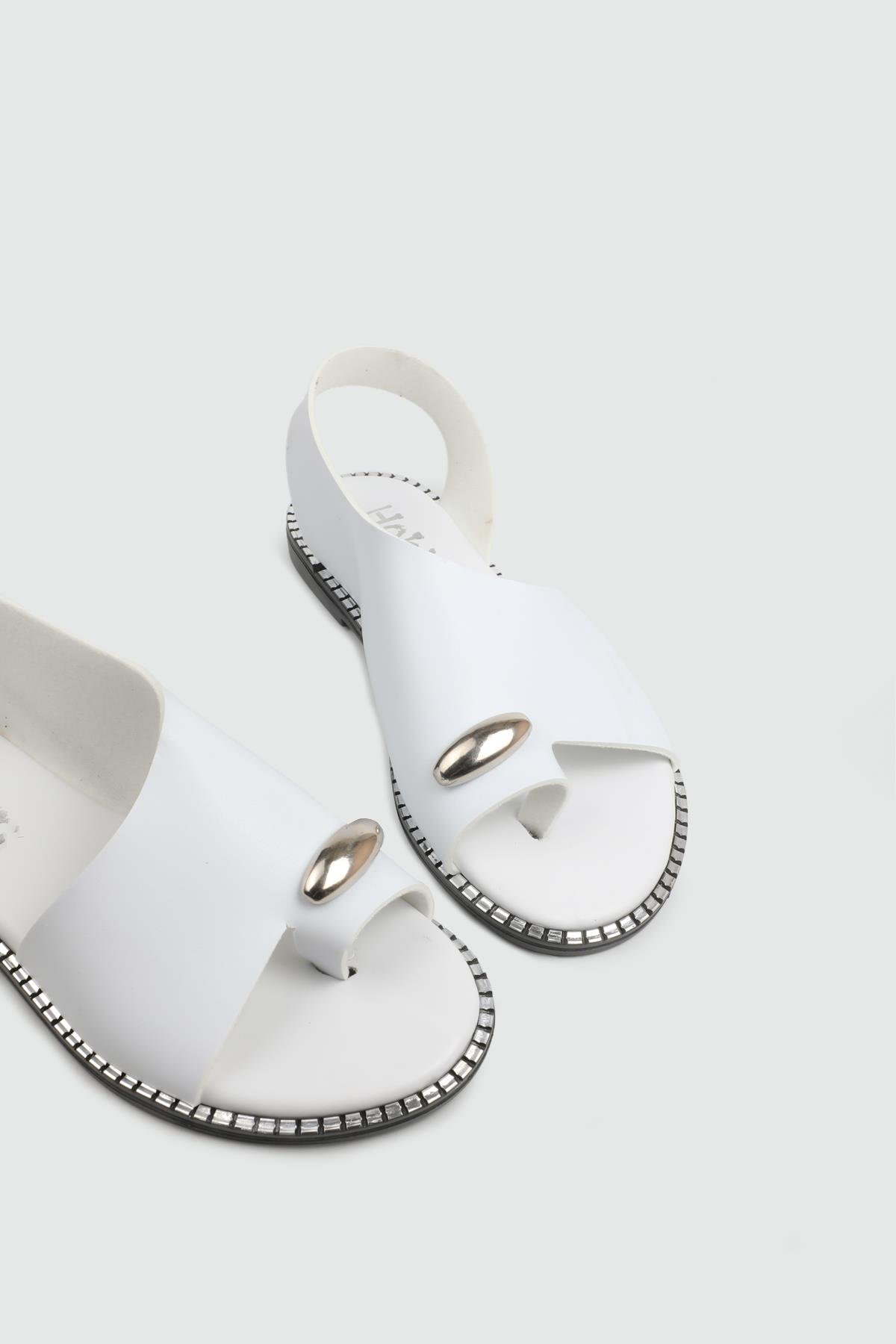 Parmak ArasıSandalet Beyaz Sandalet SDY-102 Kadın düz Sandalet MyBella My Bella SDY-102 Kadın 25Y