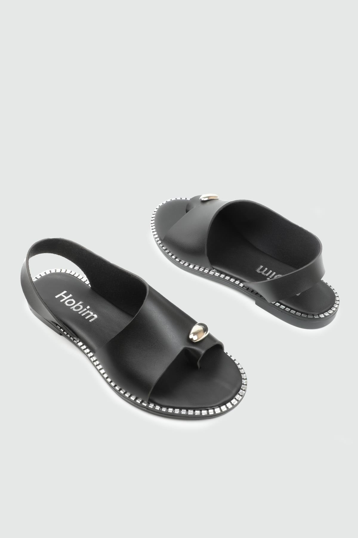 Parmak ArasıSandalet Siyah Sandalet SDY-102 Kadın düz Sandalet MyBella My Bella SDY-102 Kadın 25Y