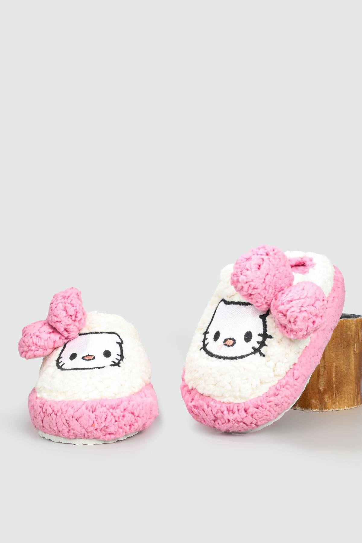 Peluş Kity Pembe Çocuk Panduf HELLOCİTY Çocuk Panduf Beınsteps Hello City Kedi