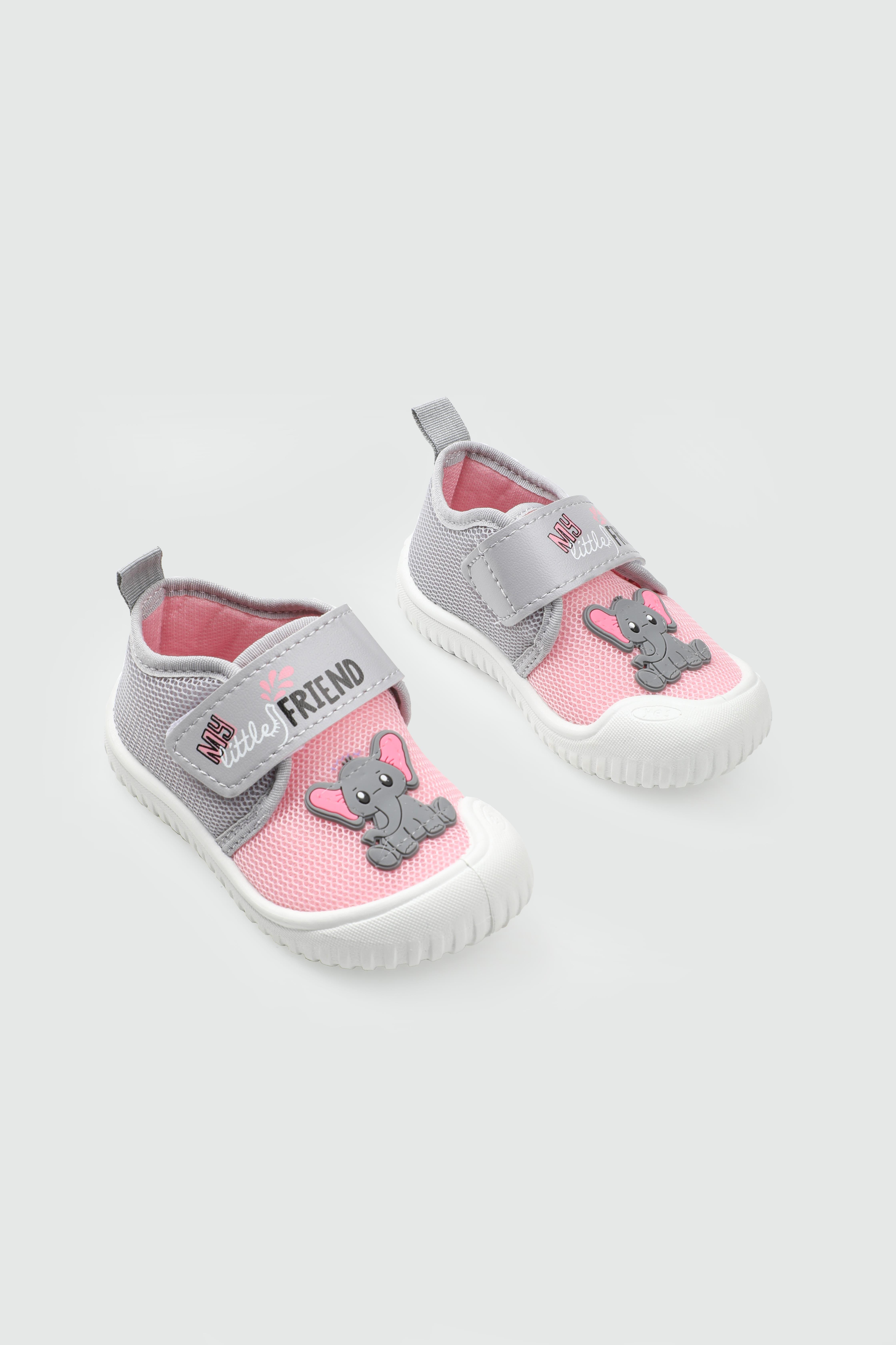 Pembe Gri Bebe Günlük Ayakkabı GEZER 3448 Bebek Sneaker Gezer GEZER 3448 BEBE KETEN