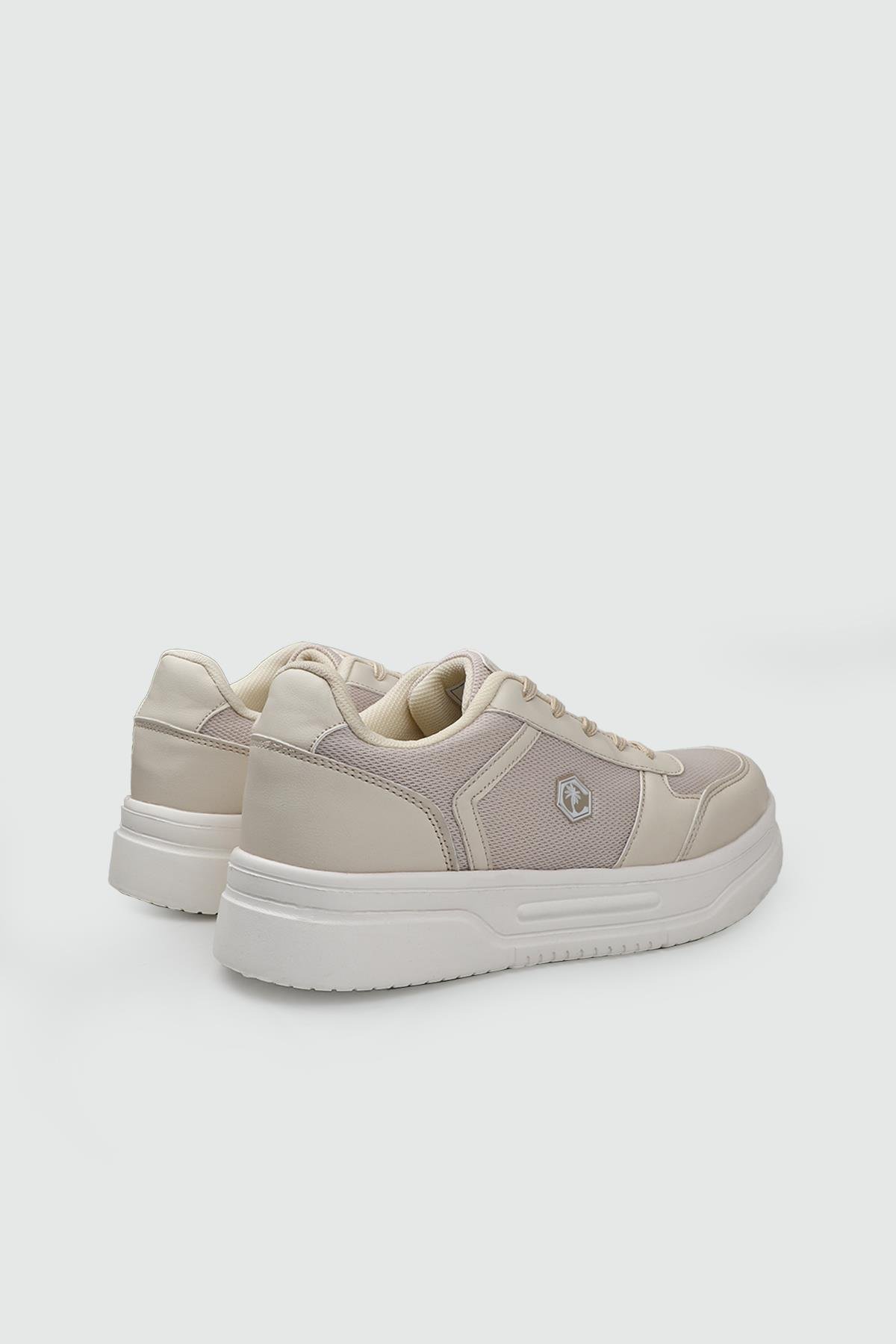 Rahat Bağcıklı Sneaker Bej Beyaz Kadın Spor Ayakkabı CONPAX 5959 Kadın Günlük Ayakkabı Conpax CONPAX 25Y 5959