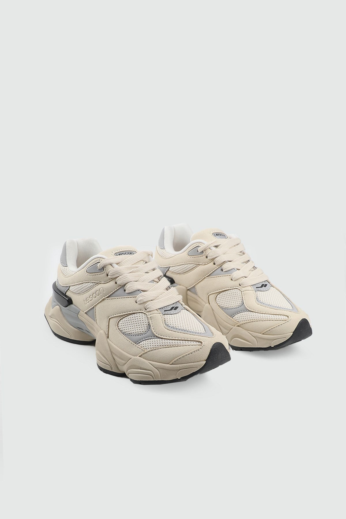 Rahat Bağcıklı Sneaker Bej Kadın Spor Ayakkabı LESCON GHOST 3 Kadın Günlük Spor Ayakkabı Lescon LESCON GHOST 3 EASYSTEP UNİS