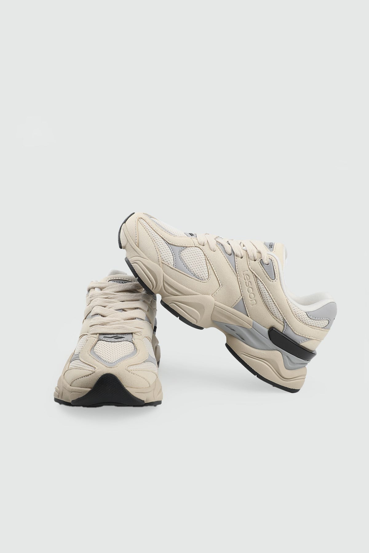 Rahat Bağcıklı Sneaker Bej Kadın Spor Ayakkabı LESCON GHOST 3 Kadın Günlük Spor Ayakkabı Lescon LESCON GHOST 3 EASYSTEP UNİS