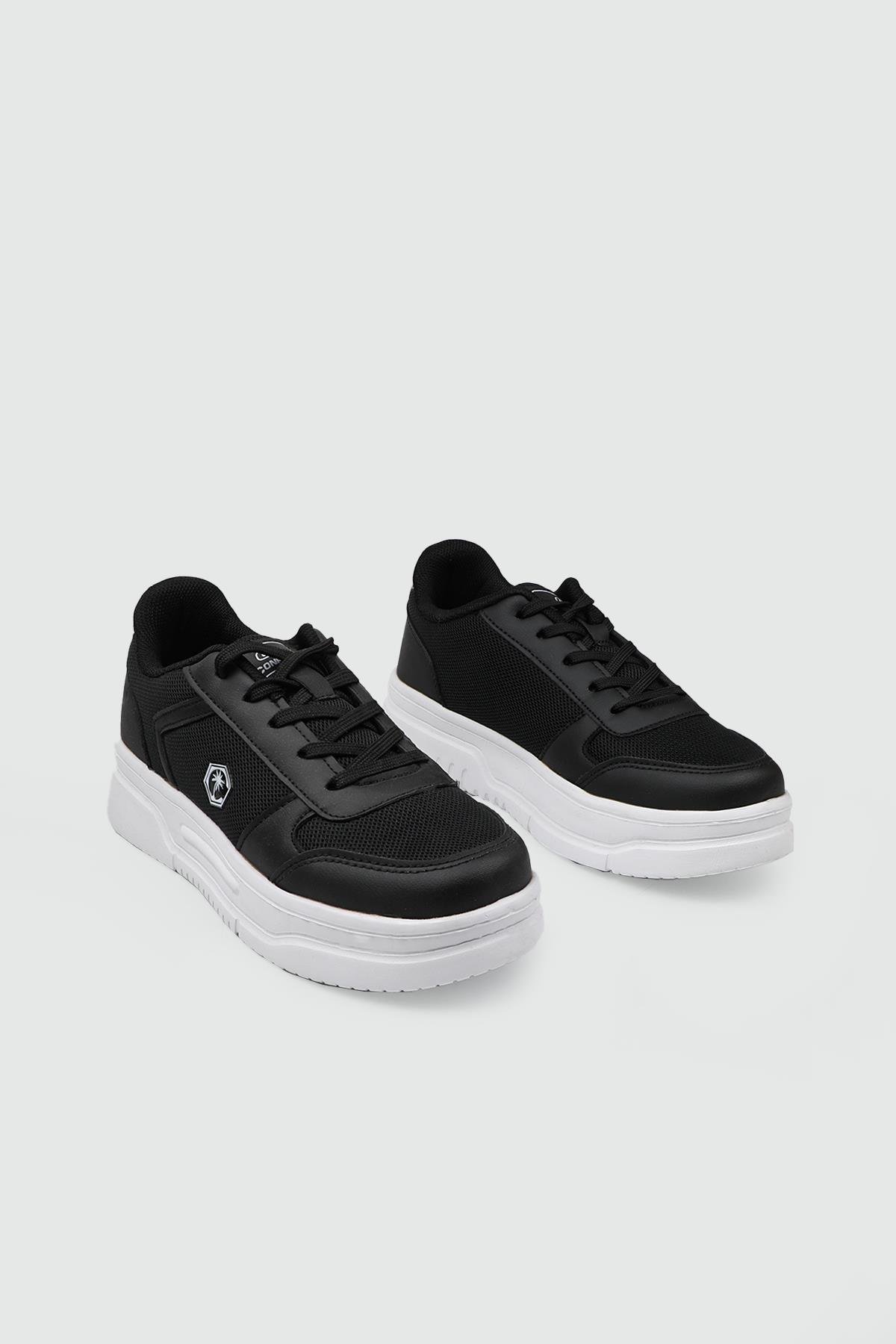 Rahat Bağcıklı Sneaker Siyah Beyaz Kadın Spor Ayakkabı CONPAX 5959 Kadın Günlük Ayakkabı Conpax CONPAX 25Y 5959