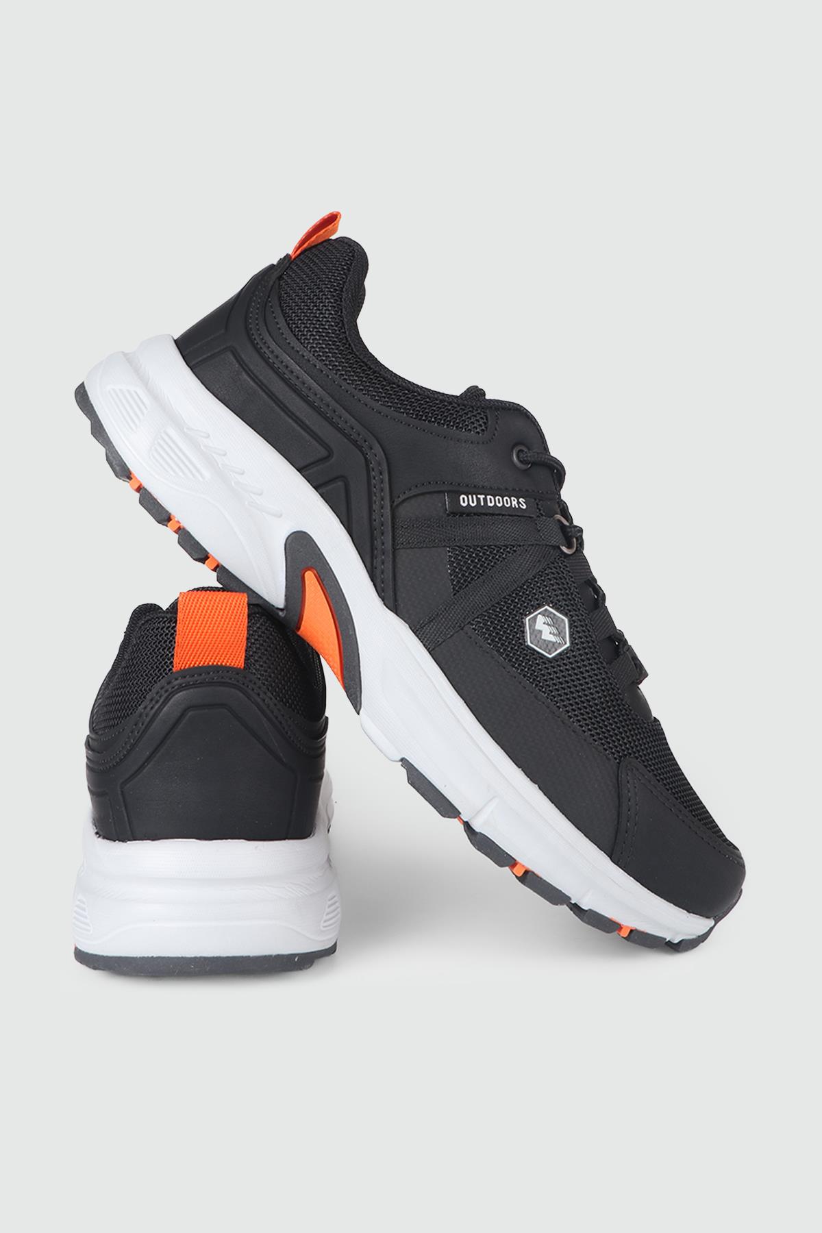 Rahat Bağcıklı Sneaker Siyah Turuncu Erkek Spor Ayakkabı 2709 Erkek Günlük Spor Ayakkabı Wickers WİCKERS 2709 MER AYAK