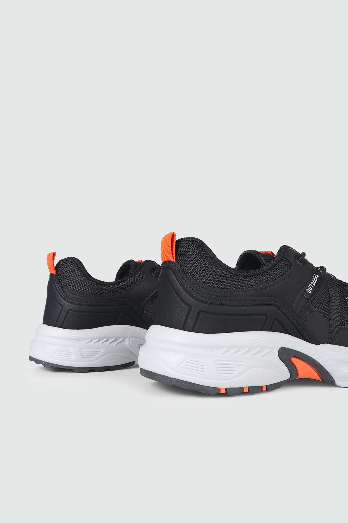 Rahat Bağcıklı Sneaker Siyah Turuncu Erkek Spor Ayakkabı 2709 Erkek Günlük Spor Ayakkabı Wickers WİCKERS 2709 MER AYAK