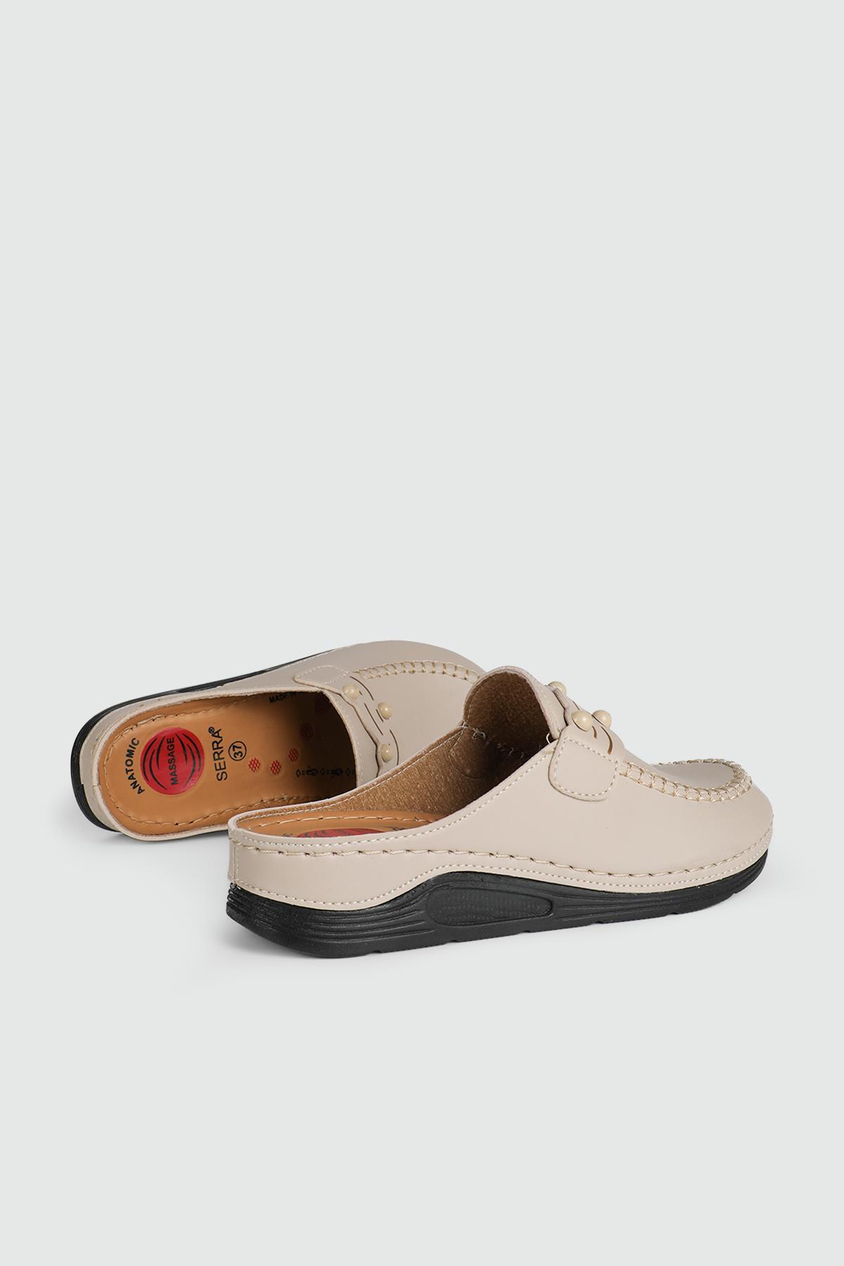 Rahat Kapalı Krem Kadın Terlik 1500 Kadın Günlük Terlik Serra SERRA 1500 ZEN BONCUKLU TERLİK