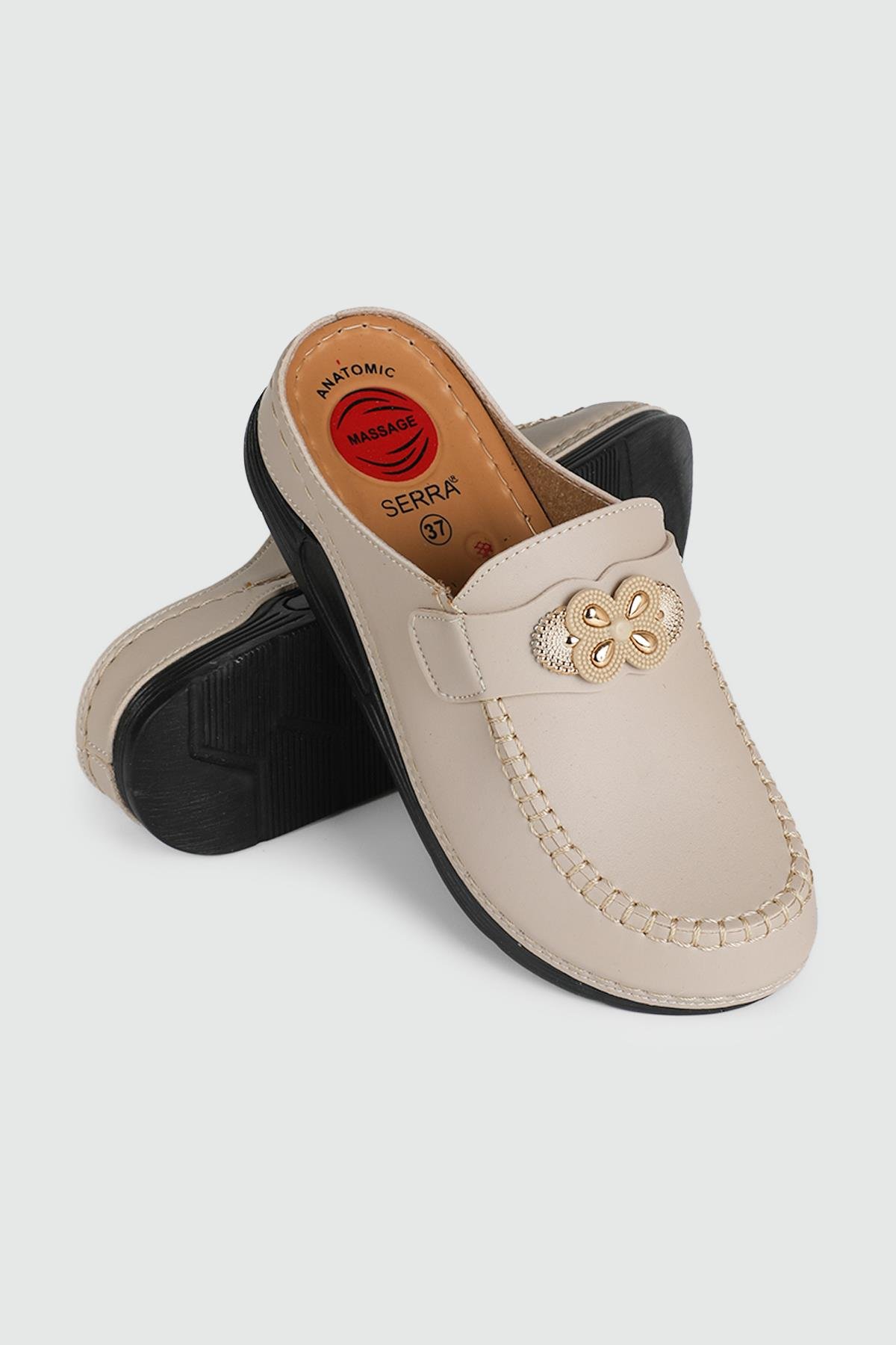 Rahat Kapalı Krem Kadın Terlik 1518 Kadın Günlük Terlik Serra SERRA 1518 KADIN 24K