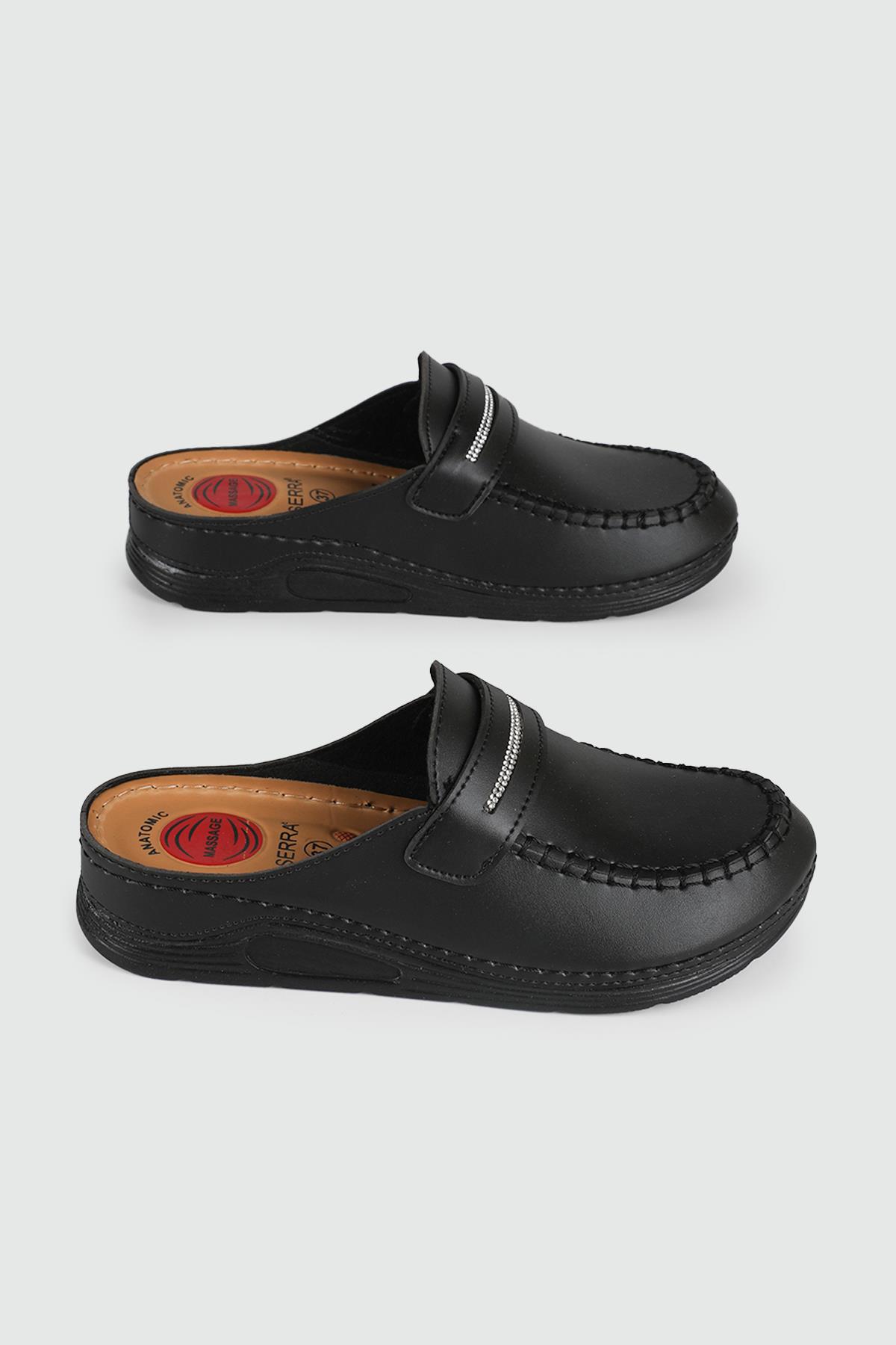 Rahat Kapalı Siyah Kadın Terlik 1502 Kadın Günlük Terlik Serra SERRA 1502 ZEN TAŞLI