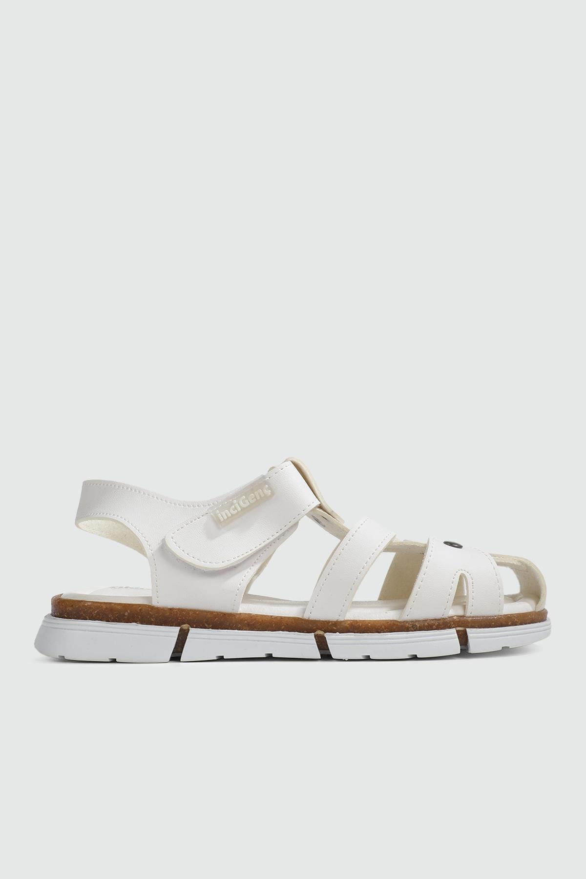 Rahat Taban Düz Beyaz Çocuk Sandalet 606 Çocuk Sandalet Yıldız YILDIZ BEBE 607 23y