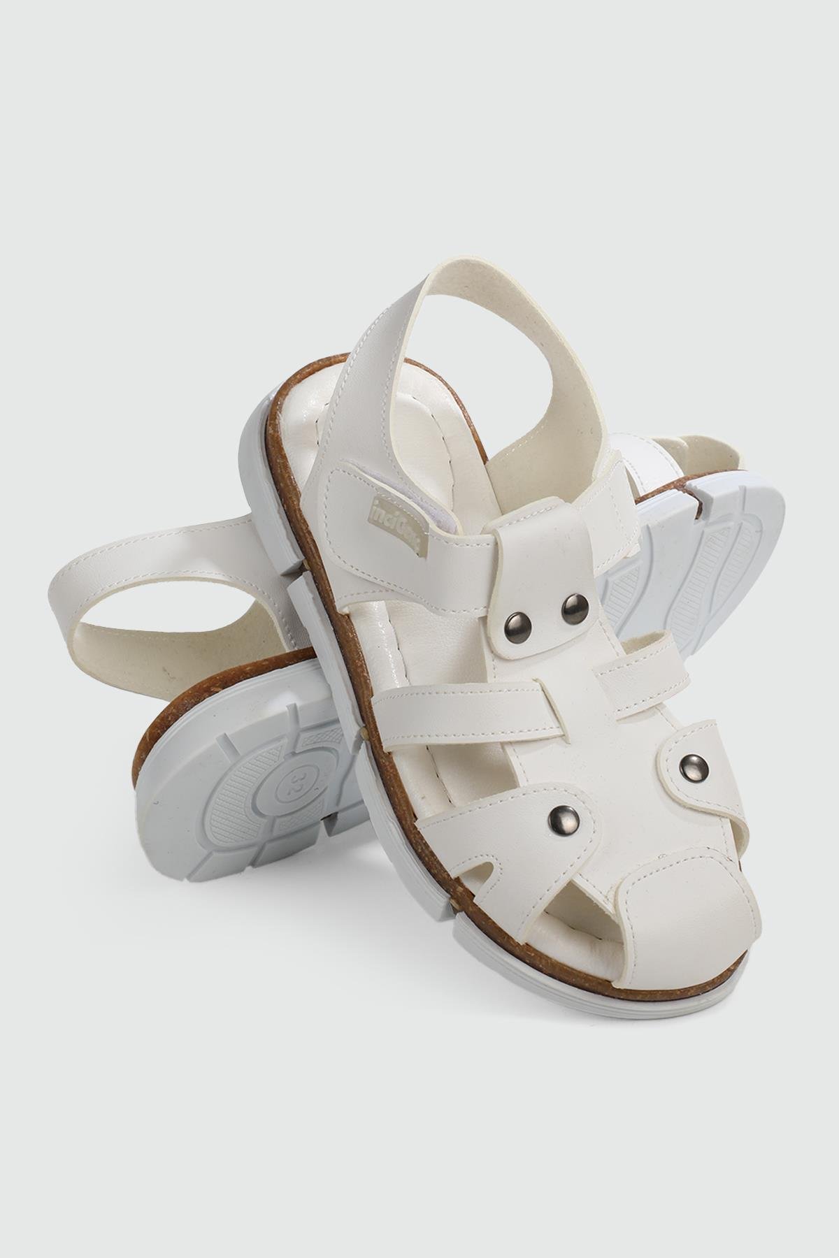 Rahat Taban Düz Beyaz Çocuk Sandalet 606 Çocuk Sandalet Yıldız YILDIZ BEBE 607 23y