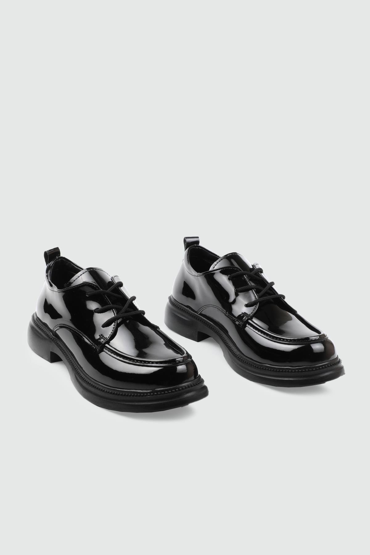 Rahat Taban Düz Siyah Rugan Kadın Ayakkabı 800 Kadın Babet MyBella MY BELLA DV-2550 KADIN 25K