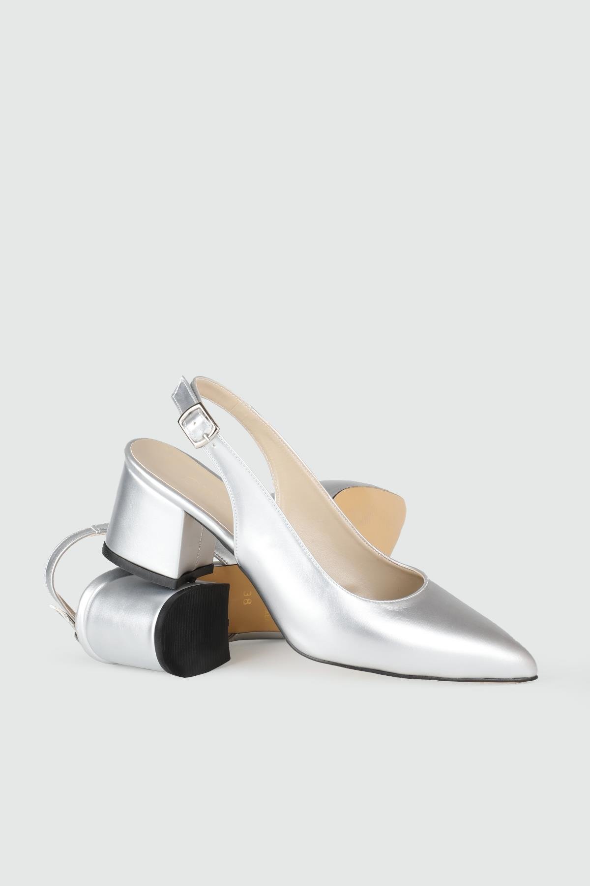 Rahat Taşlı Gümüş Kadın Ayakkabı TM-0521 Kadın Alçak Topuklu MyBella My Bella TM-0175 Alçak 24Y