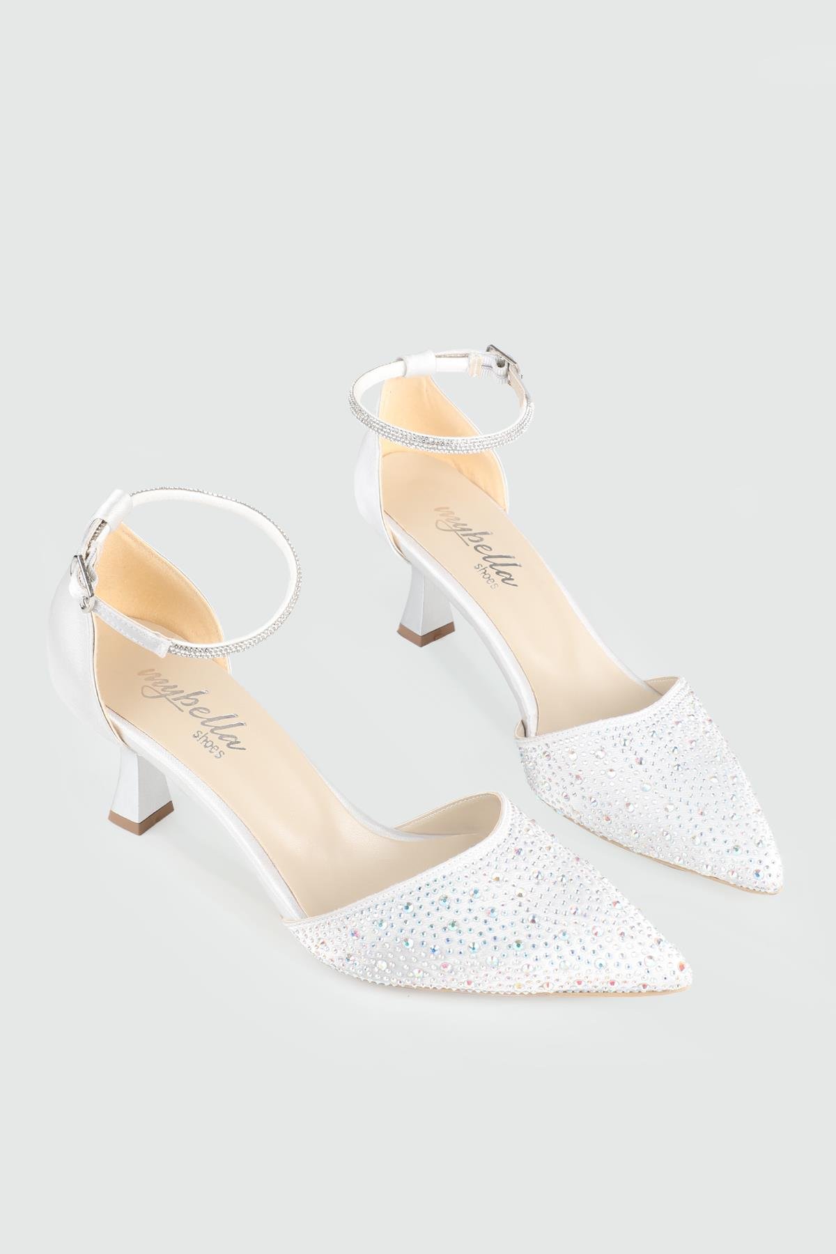 Rahat Taşlı Gümüş Saten Kadın Ayakkabı KRD-120 Kadın Alçak Topuklu MyBella My Bella KRD-120 Kadın 25Y