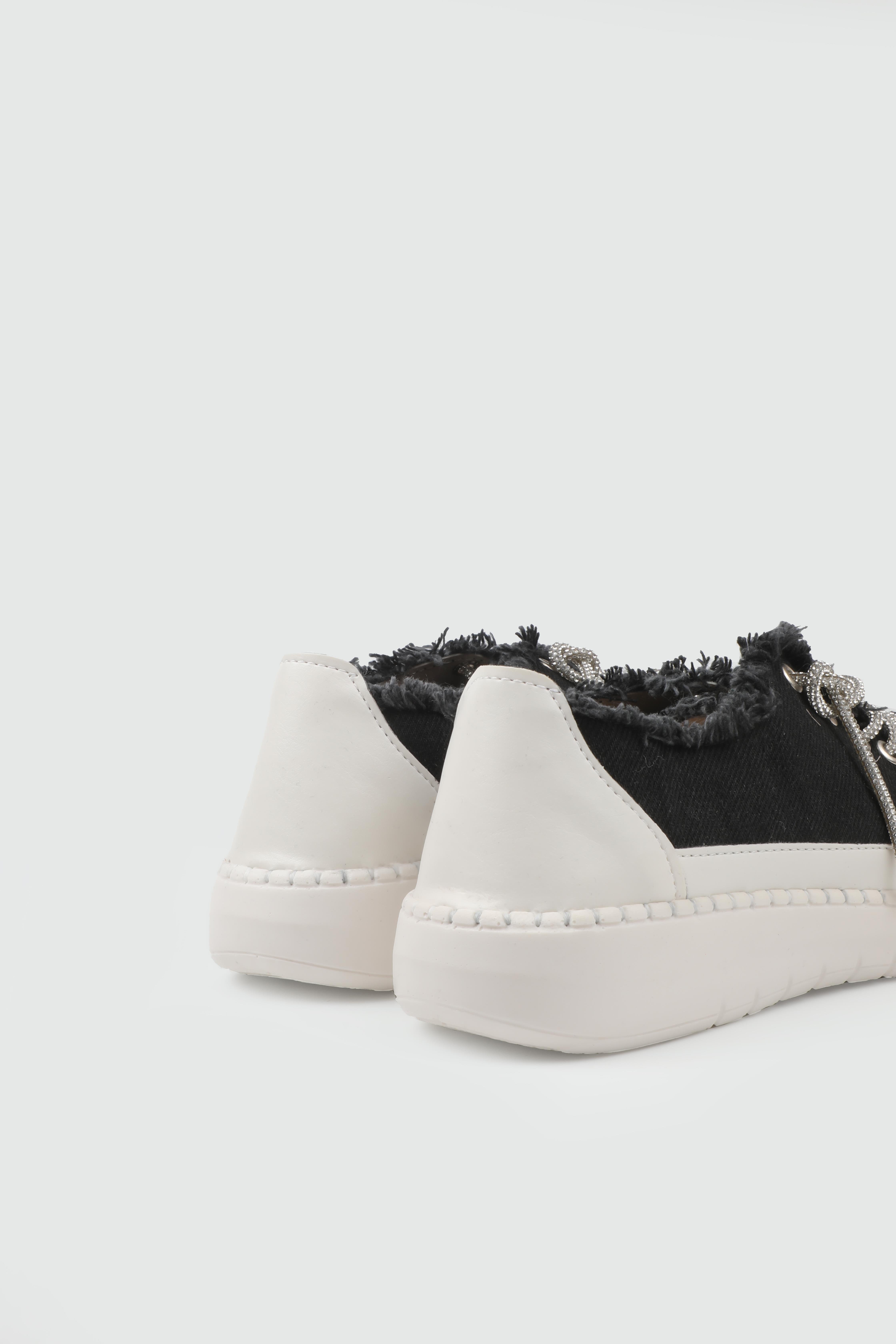 Rahat Taşlı Siyah Kot Kadın Sneaker FZL-029 Kadın Sneaker Carla Bella My Bella FZL-029 25Y TAŞLI