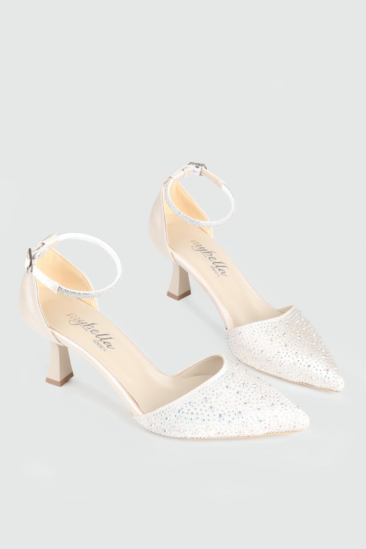 Rahat Taşlı Ten Saten Kadın Ayakkabı KRD-120 Kadın Alçak Topuklu MyBella My Bella KRD-120 Kadın 25Y