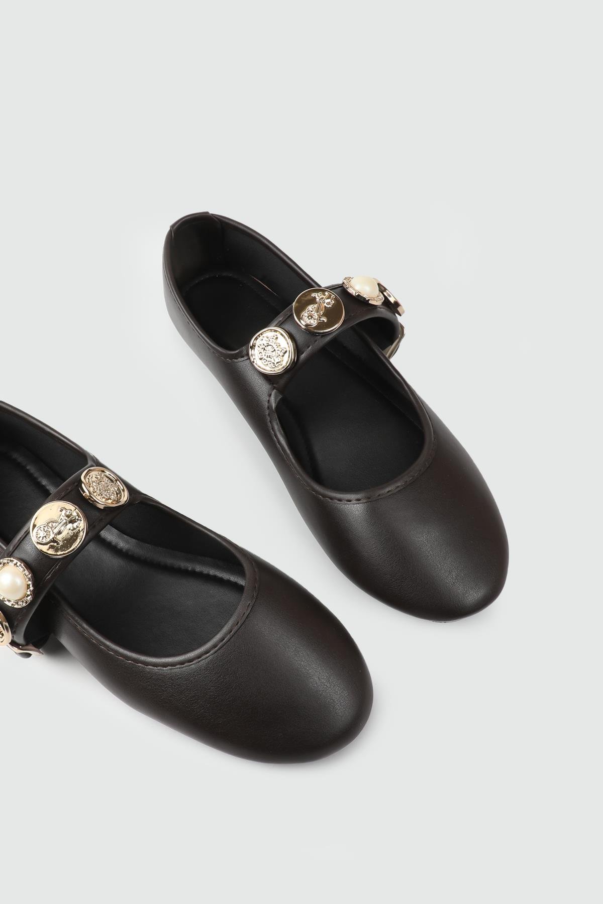 Rozetli Günlük Rahat Kahve Babet SDY-116-300 Kadın Babet MyBella My Bella SDY-116-300 Kadın 25Y