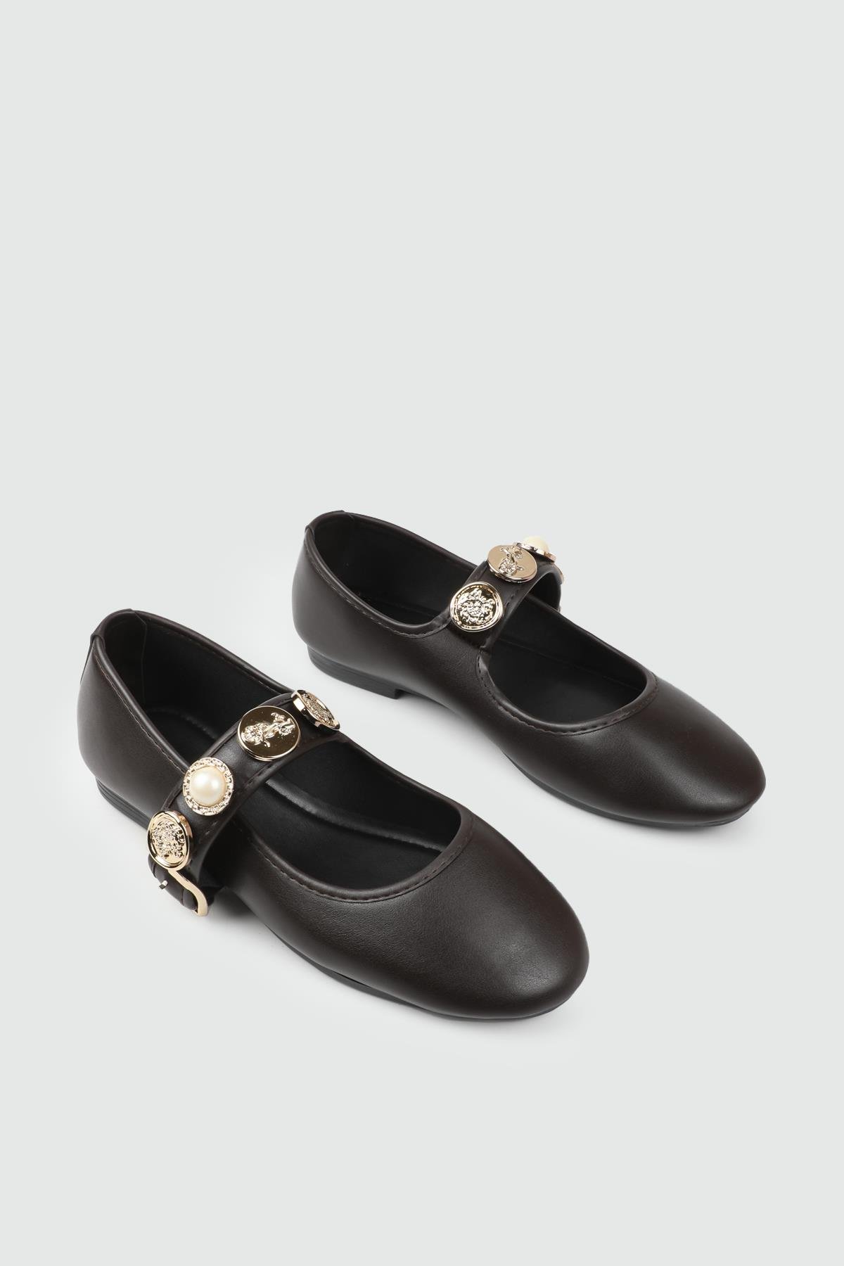 Rozetli Günlük Rahat Kahve Babet SDY-116-300 Kadın Babet MyBella My Bella SDY-116-300 Kadın 25Y