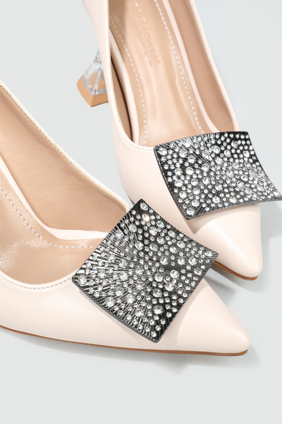 Şeffaf 9 cm Topuk Tokalı Bej Kadın Ayakkabı EM-503 Kadın Stiletto Carla Bella MY BELLA EM-503 Kadın 22Y