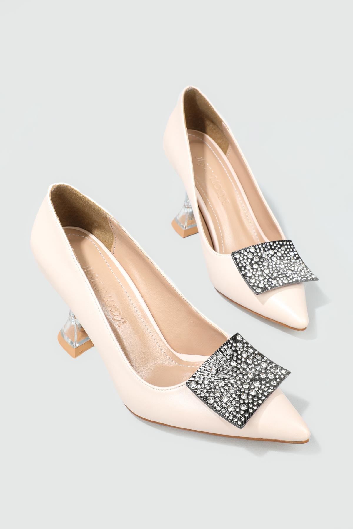 Şeffaf 9 cm Topuk Tokalı Bej Kadın Ayakkabı EM-503 Kadın Stiletto Carla Bella MY BELLA EM-503 Kadın 22Y