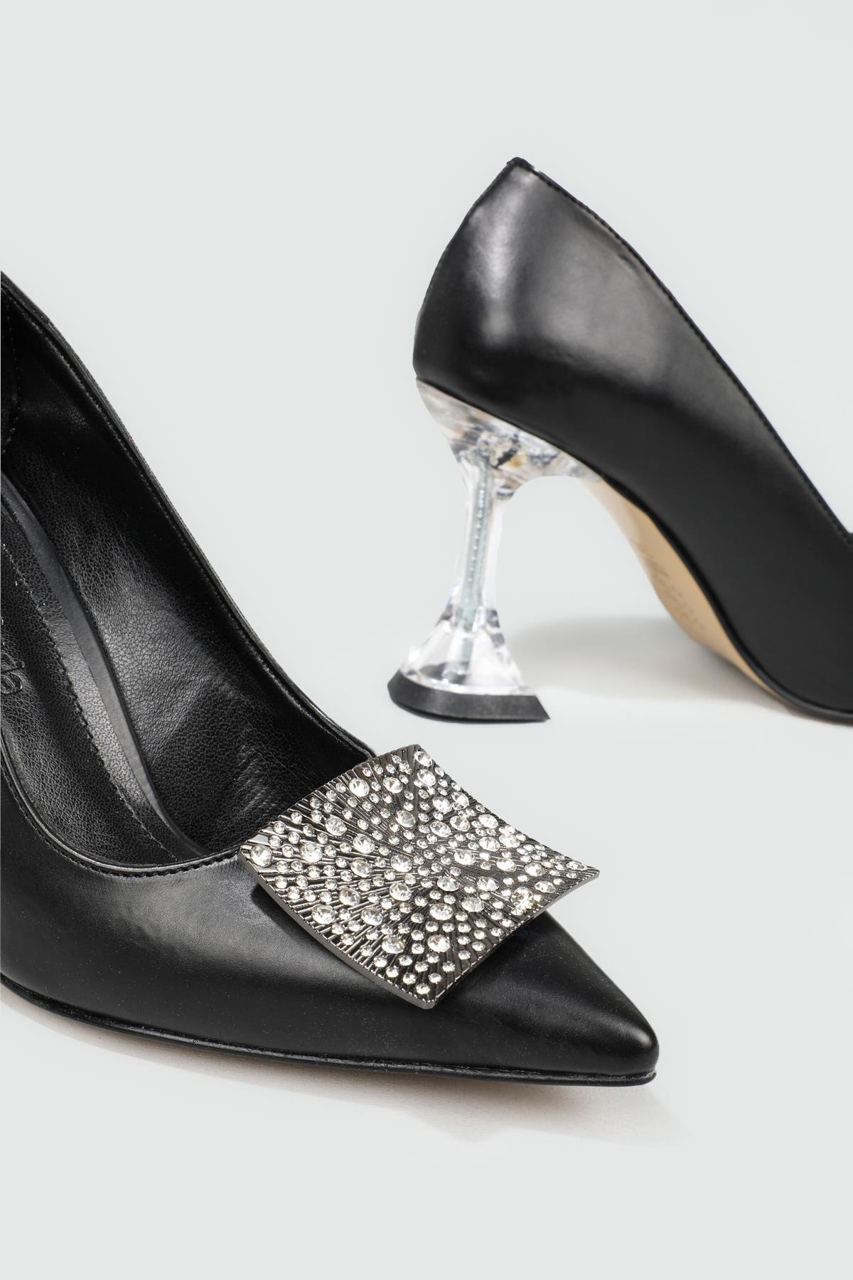 Şeffaf 9 cm Topuk Tokalı Siyah Kadın Ayakkabı EM-503 Kadın Stiletto Carla Bella MY BELLA EM-503 Kadın 22Y