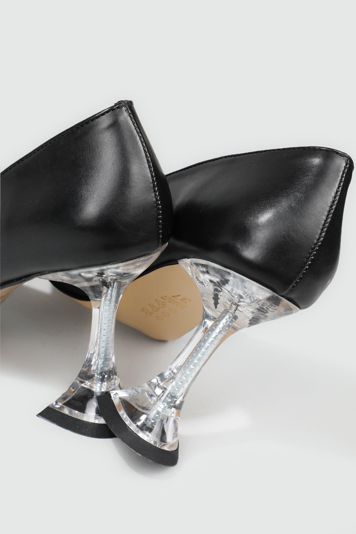 Şeffaf 9 cm Topuk Tokalı Siyah Kadın Ayakkabı EM-501 Kadın Stiletto Carla Bella MY BELLA EM-501 Stiletto 22Y